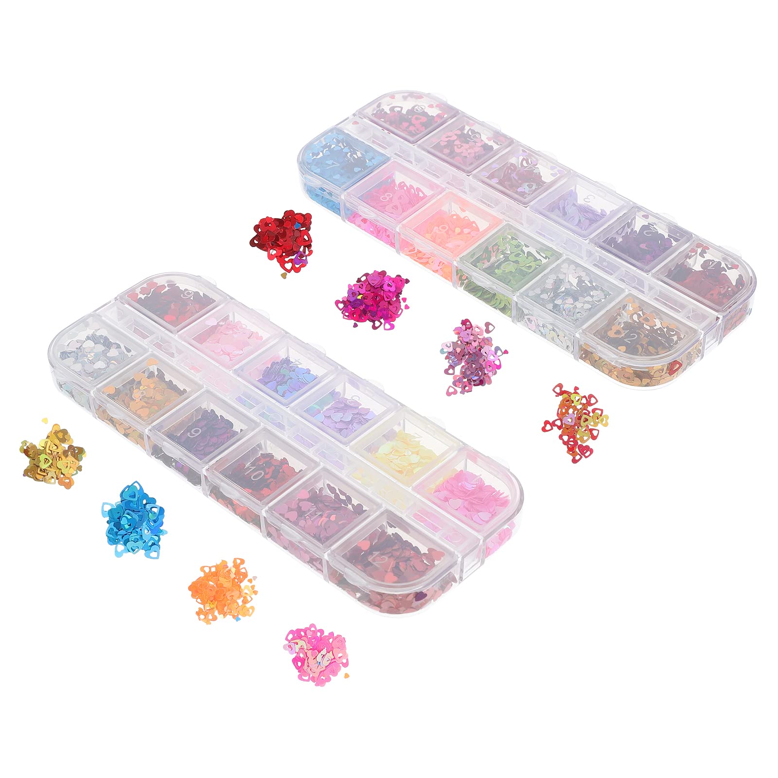FOMIYES 2 Pack Valentine's Day Nail Sequins - Heart Shaped Glitter Nail Art Decorations for DIY Manicure, Perfect for Valentine's Gifts, Nail Salon & Party Nail Designs