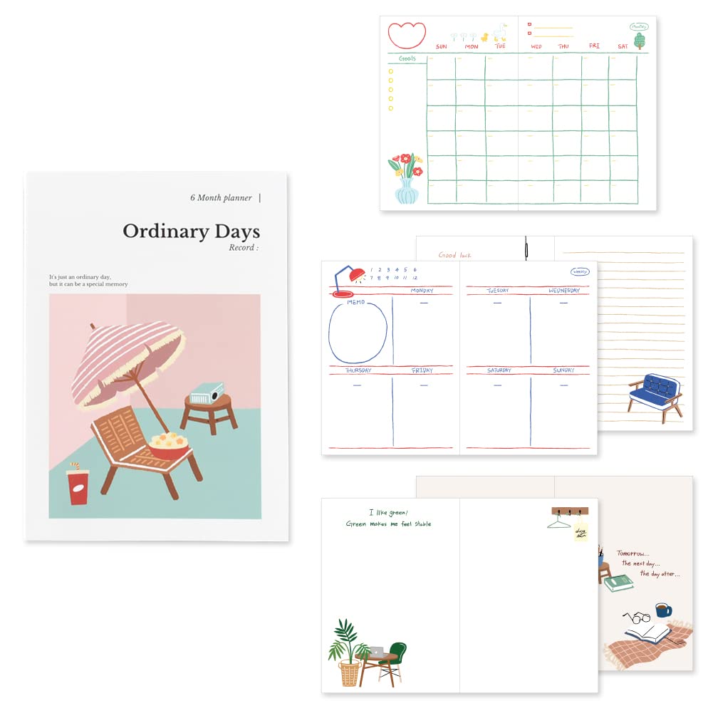 Monolike Ordinary Days 6-Month Academic Planner - Weekly & Monthly Scheduler with Weekend Notes | Perfect for Students, Professionals & Goal Tracking