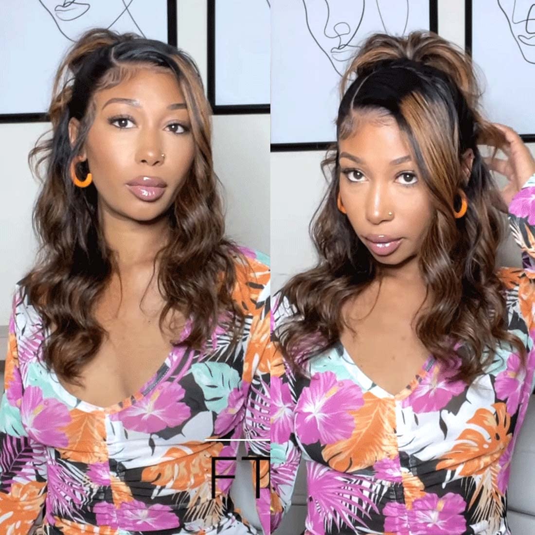 Beauty Forever Ombre Highlight Brazilian Body Wave Virgin Hair Extensions - 4 Bundles (24/26/28/30 Inch) | Ombre Blonde Remy Human Hair Weaves | Natural Wavy Hair for Styling & Volume | Perfect for Parties, Weddings & Daily Wear