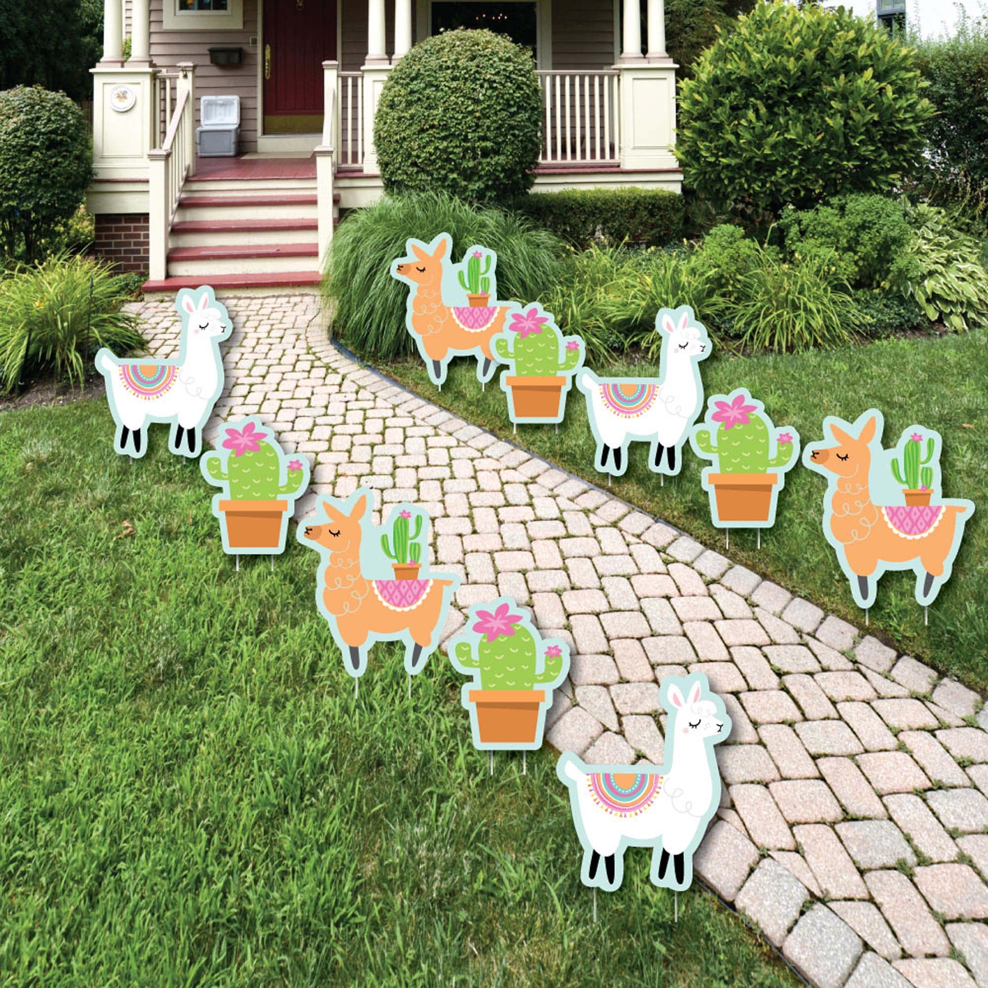 Big Dot of Happiness Whole Llama Fun - 10-Piece Outdoor Lawn Decorations Set for Llama Fiesta, Baby Showers & Birthday Parties - Perfect for Backyard Celebrations and Garden Decor
