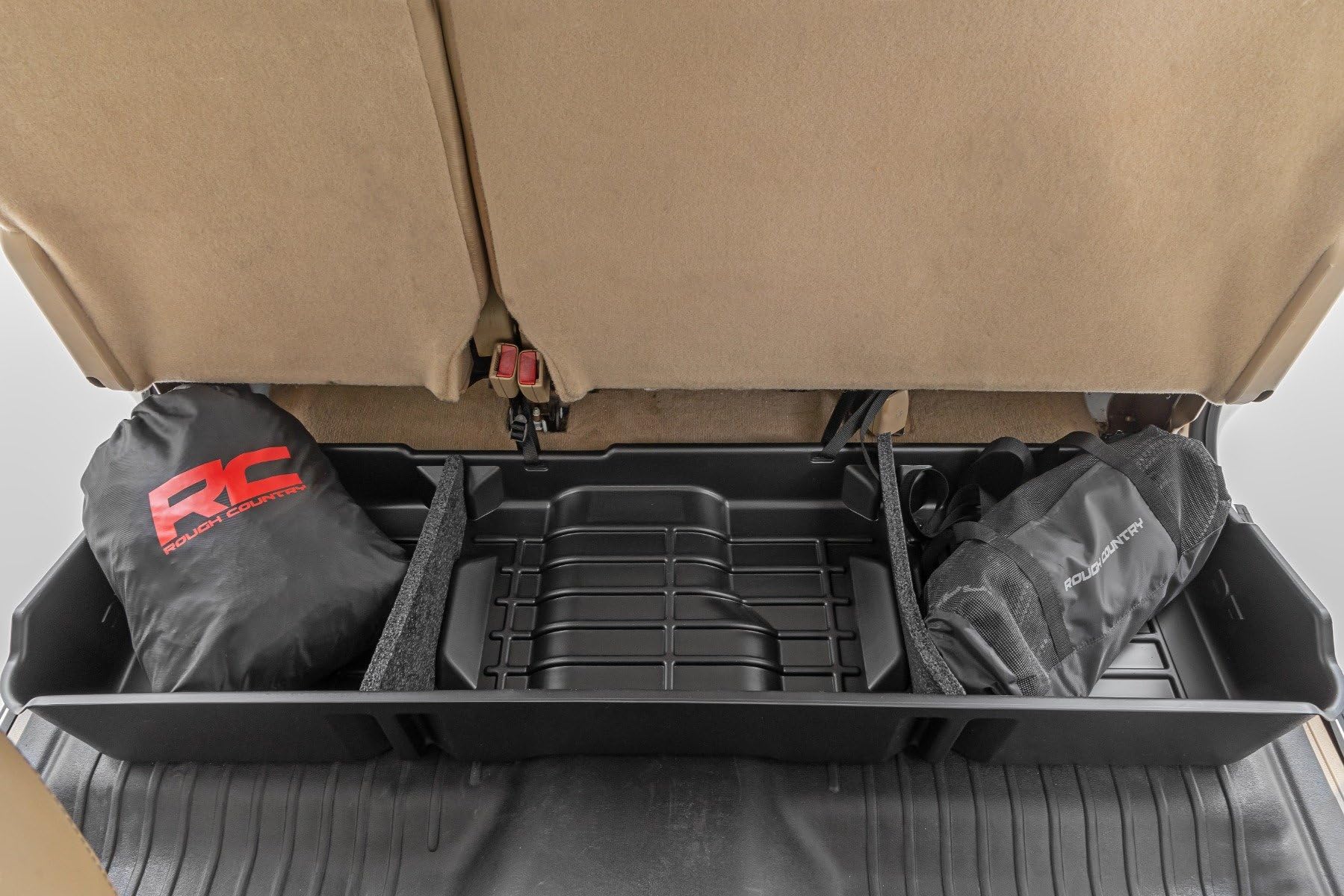 Rough Country Under Seat Storage Organizer for 2007-2013 Chevy Silverado 1500 & GMC Sierra 1500 Crew Cab - Custom Fit Durable Truck Storage Box with Anti-Skid Surface | Perfect for Tools, Emergency Kits & Off-Road Gear Organization