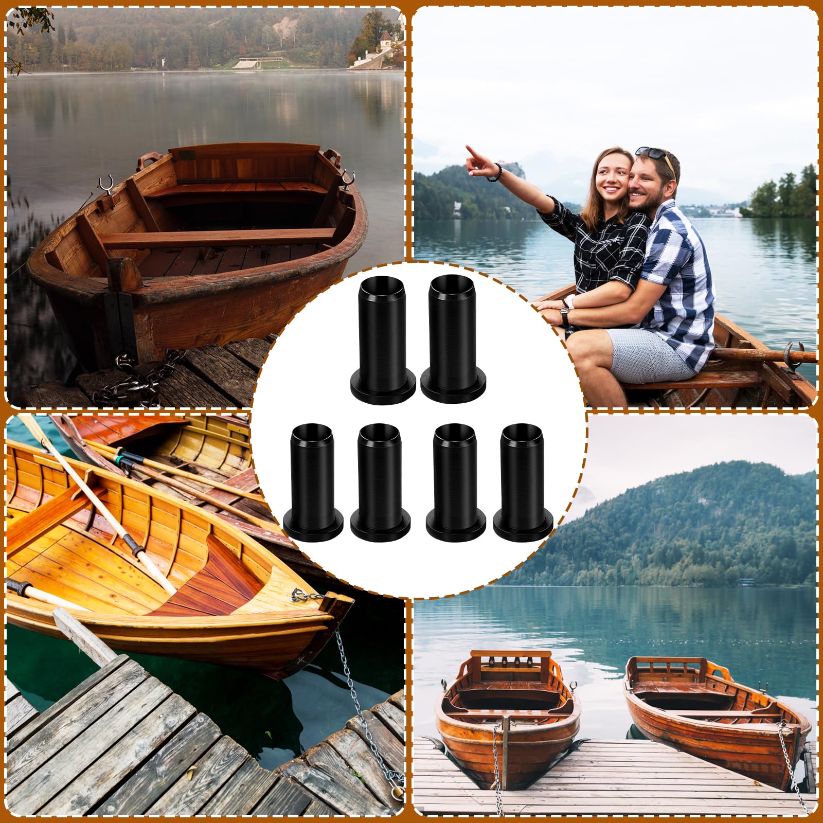 6 Pack 1/2 Inch Oar Lock Socket Inserts - Boat Oarlock Bushings for Oar Protector & Tool Holder - Marine Hardware Accessories - Perfect for Canoes, Kayaks, and Rowboats