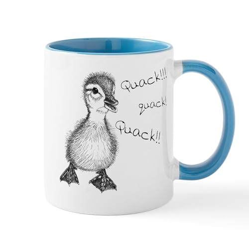 White/Blue Inside - Duckling Quack, Baby Duck Mug