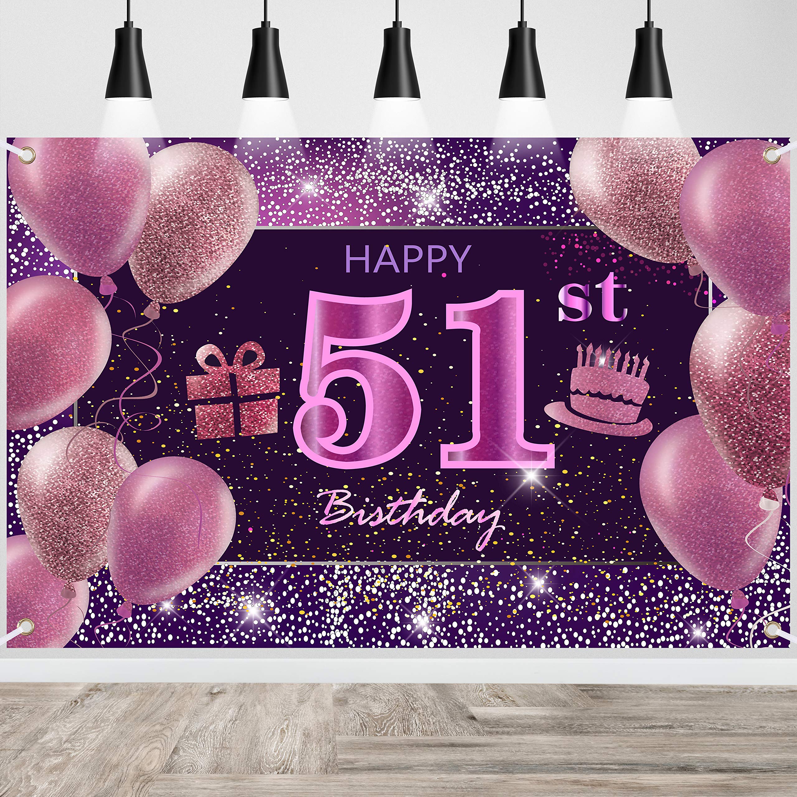 51st Birthday Decorations for Women - IMISI Pink Happy Birthday Banner & Party Backdrop - Perfect for Milestone Birthday Parties, Women's Celebrations & Photo Backdrops