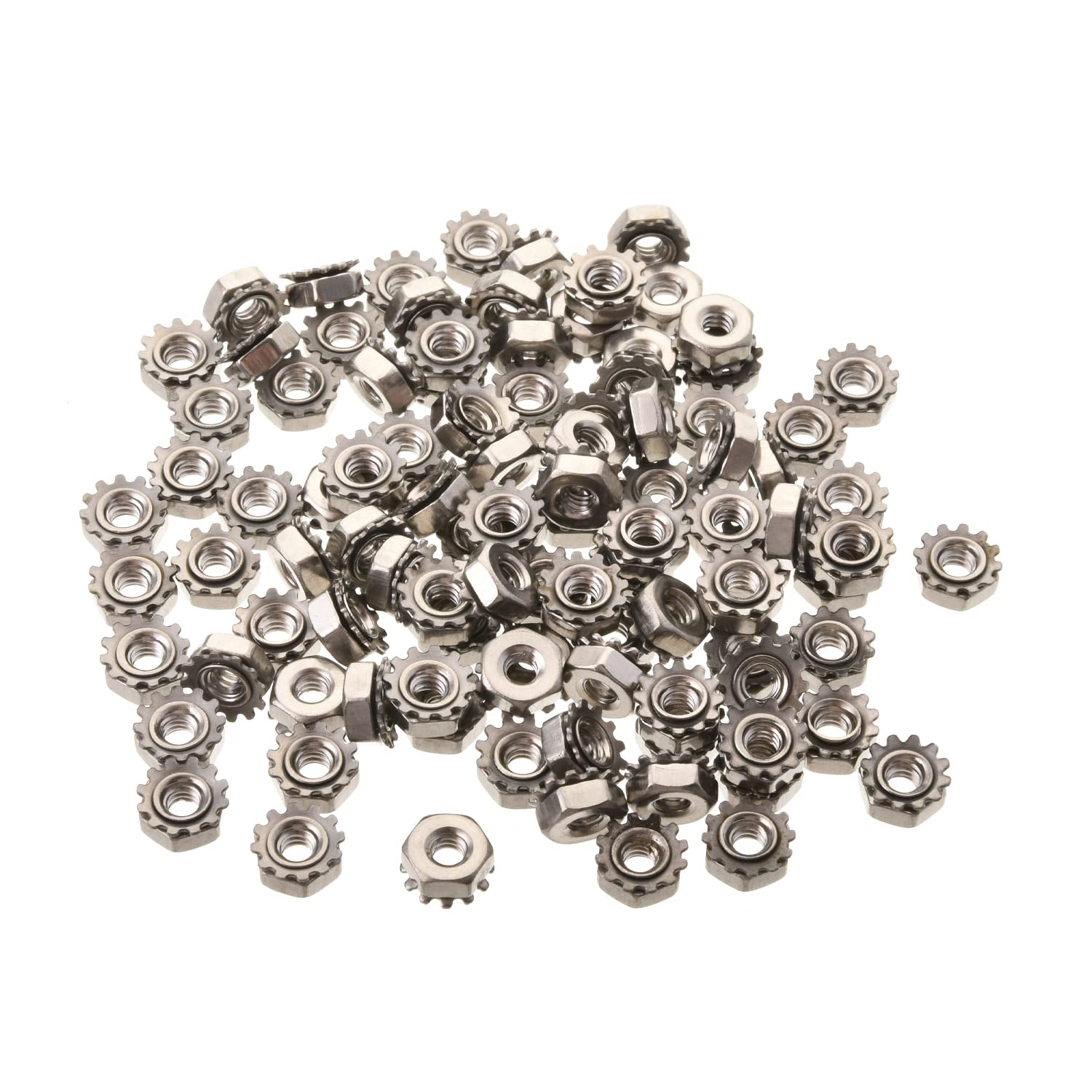 MroMax 4#-40 K-Lock Nuts, 100Pcs 304 Stainless Steel Keps Lock Nuts - Silver Hardware Fasteners for Machinery, Furniture & Electrical Appliances | Secure Fastening Solution for DIY Projects & Industrial Use
