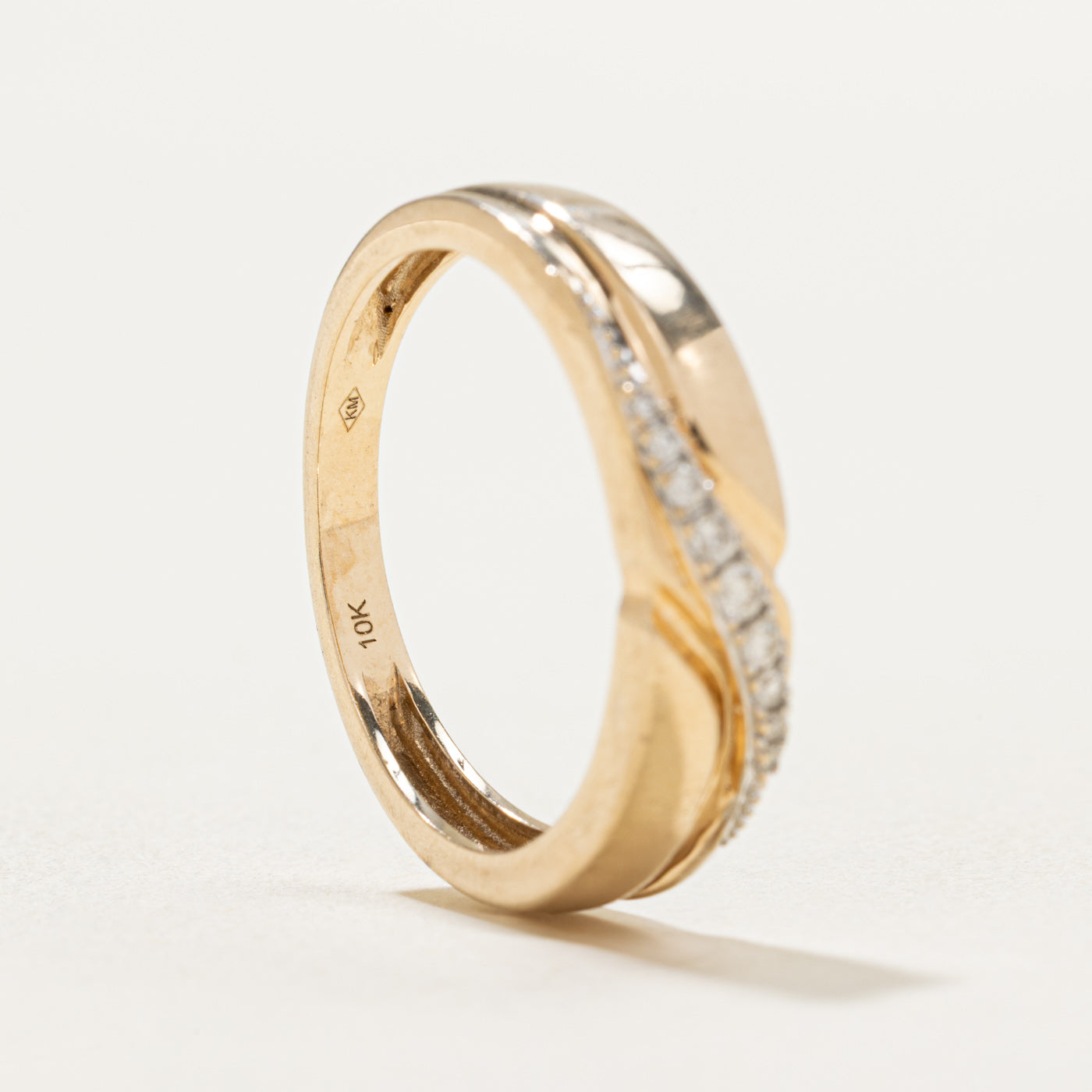 10K White Gold Waterfall Diamond Grooved Ring | 0.03ctw | Size 8.75 | Elegant Wedding Band, Anniversary Gift, Promise Ring for Her