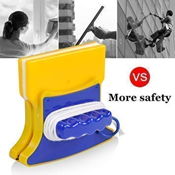 Rokzo Magnetic Window Cleaner - Double-Sided Glass Cleaning Tool with 2 Extra Cleaning Pads - Squeegee & Washing Equipment for Home & Office Use - Perfect for High Windows, Glass Doors, and Skylights