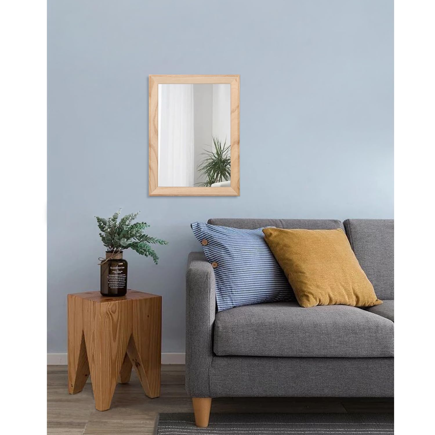Rustic Rectangle Wall Mirror with Wood Frame - Farmhouse Decorative Mirror for Bedroom, Bathroom, Living Room | Perfect for Home Decor, Entryway, and Vanity Areas