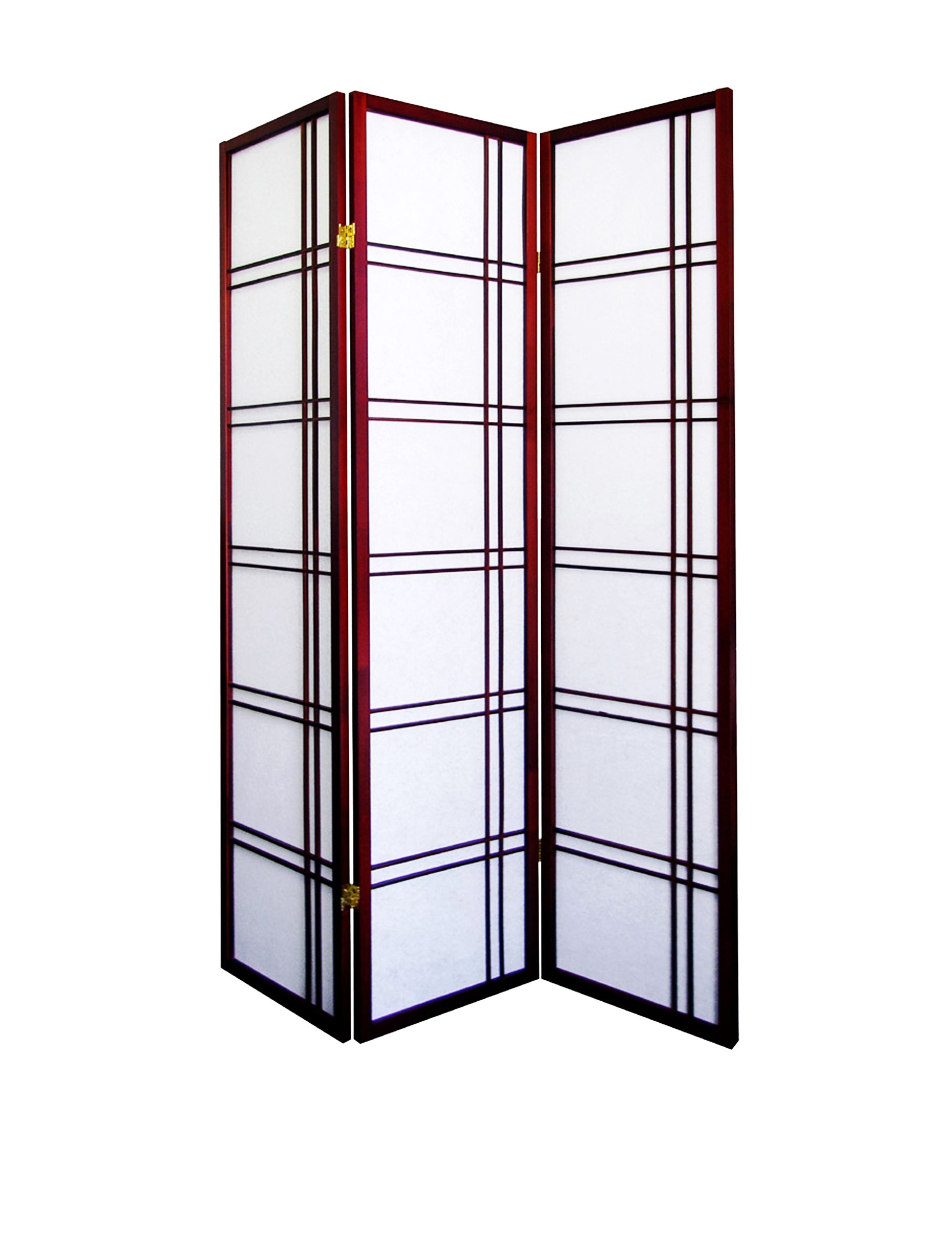 ORE Furniture International Girard 3-Panel Wooden Room Divider Screen - Cherry Finish for Home Office, Living Room & Bedroom Privacy
