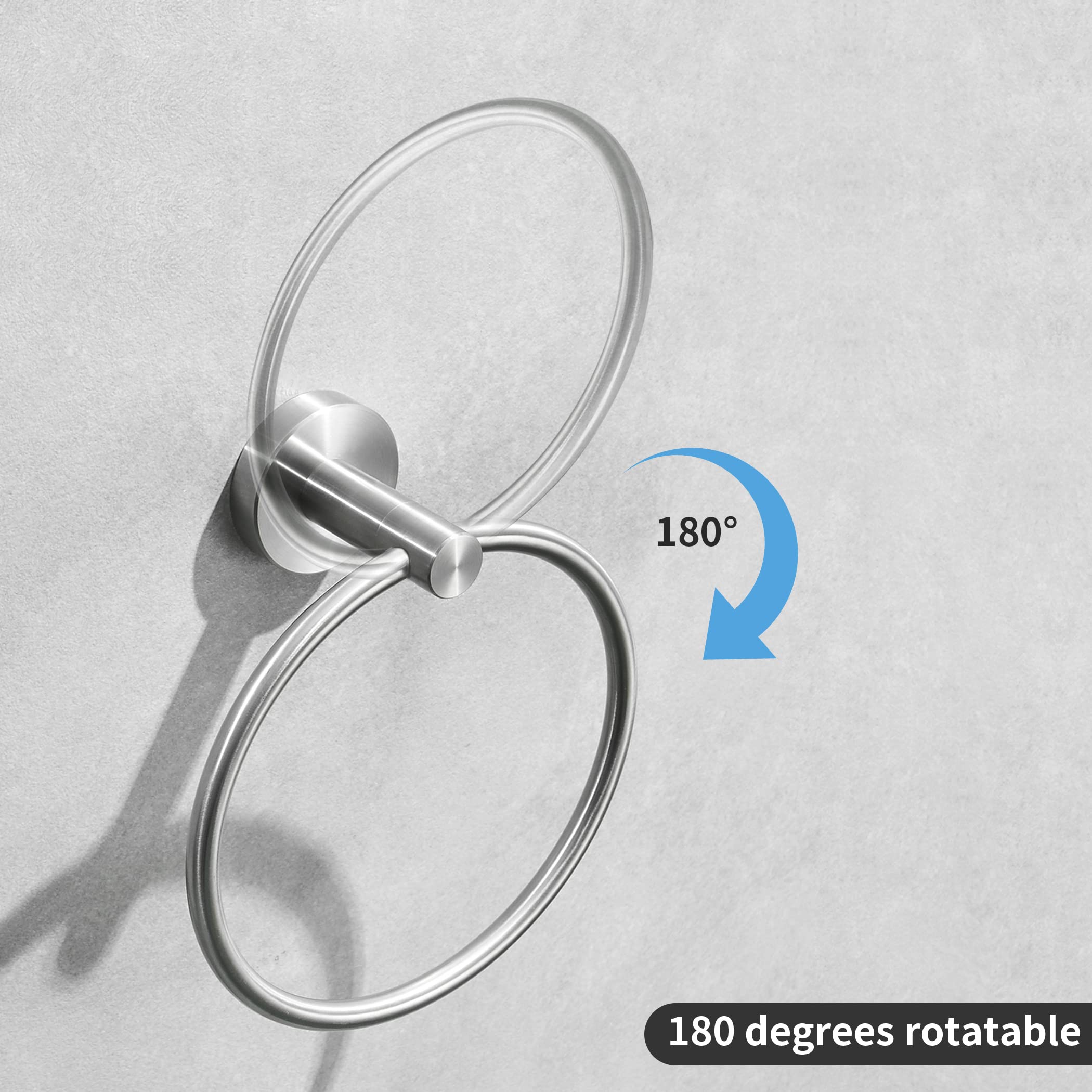 WEIKO Brushed Nickel Toilet Paper Holder & Towel Ring Set - Stainless Steel Wall Mounted Bathroom Accessories (2-Piece) - Perfect for Modern Bathrooms, Powder Rooms & Guest Baths