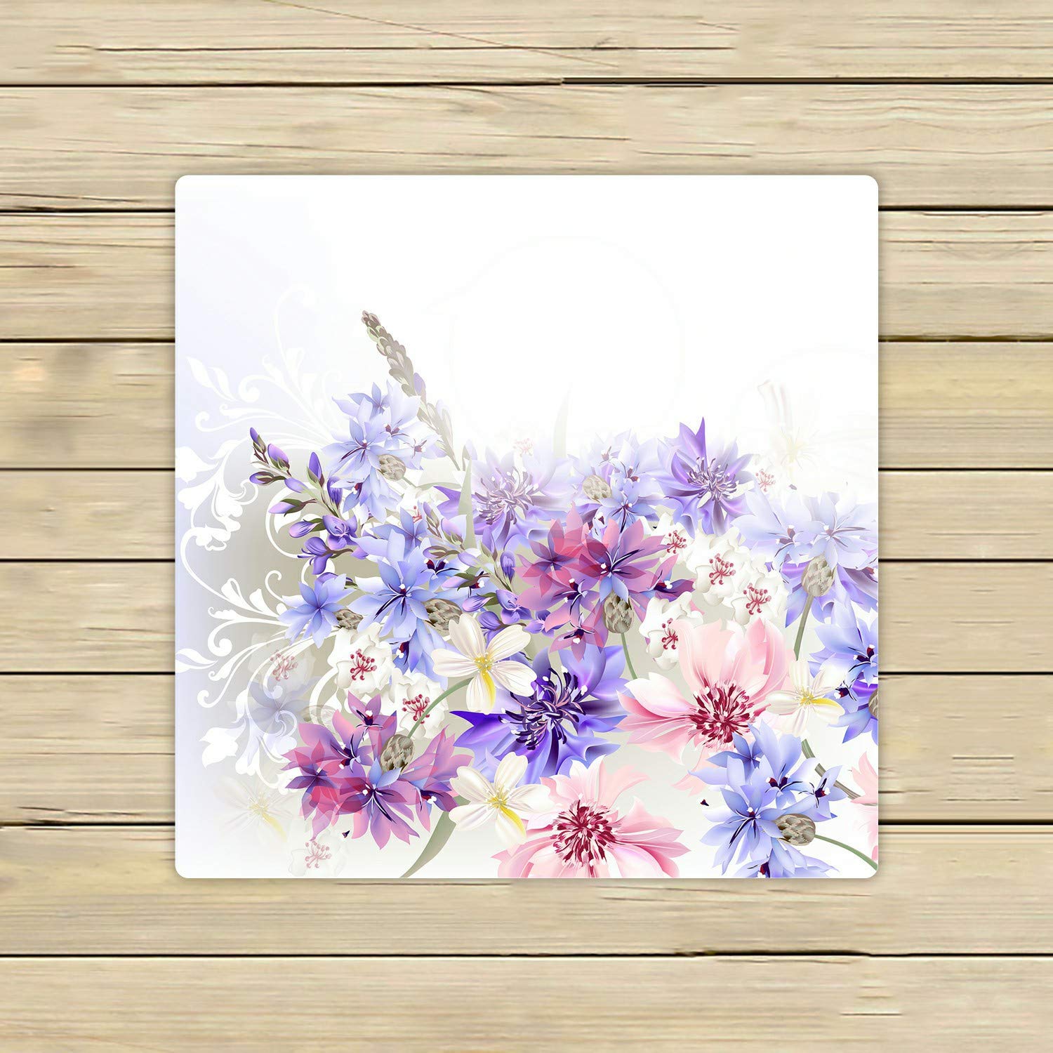 ECZJNT Floral Print Beach Towel - Soft & Absorbent Blue Pink Purple Cornflower Design for Bath, Shower, Pool & Travel - 13x13 Inch Quick-Dry Towel for Home, Outdoor & Vacation Use