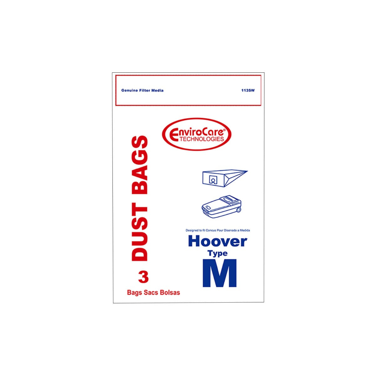 EnviroCare Hoover M Vacuum Bags (3-Pack) - Compatible with Hoover M Series Vacuums for Dust-Free Home Cleaning