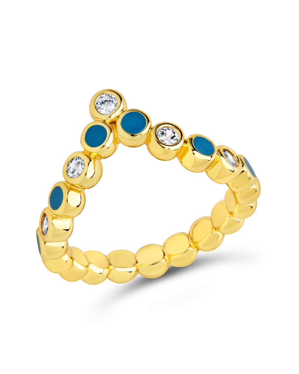Mylah CZ & Enamel Arch Ring - Elegant Gold-Tone Statement Jewelry for Women | Perfect for Parties, Weddings & Everyday Wear