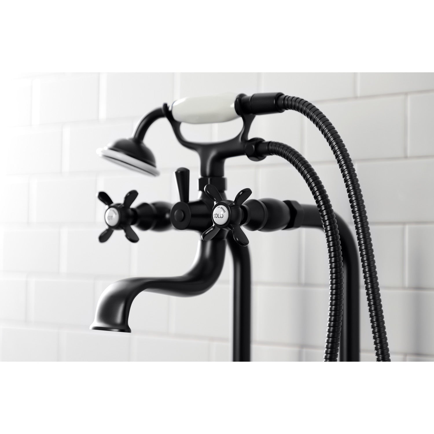Essex Three-Handle 2-Hole Freestanding Clawfoot Bathtub Faucet Set with Supply Lines & Stop Valves - Perfect for Vintage Bathroom Renovations & Luxury Spa Retreats