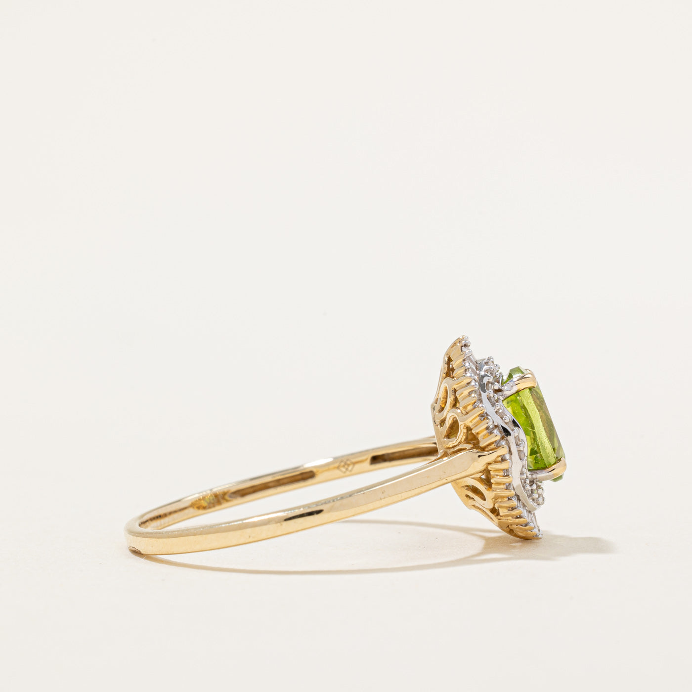 Peridot & Diamond Halo Ring - 1.10ct Genuine Peridot with 0.30ctw Diamond Accents - Size 10.5 - Elegant Birthstone Jewelry for August, Perfect for Engagement, Anniversary & Special Occasion Gifts