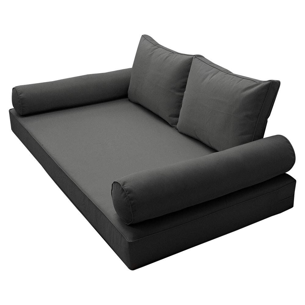 Prolinemax Outdoor Style 1 Twin-XL Piped Trim Daybed Mattress Cover with Bolster Pillow - Fitted Sheet AD003 for Patio, Sunroom & Guest Bedroom Decor