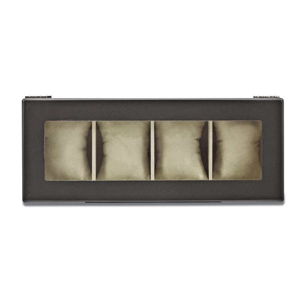 Premium Matte Black Wooden Watch Box with Glass Top - Velour Lining & Cushions for 4 Watches | Luxury Watch Storage & Display Case for Men's Jewelry Organization & Gift Giving