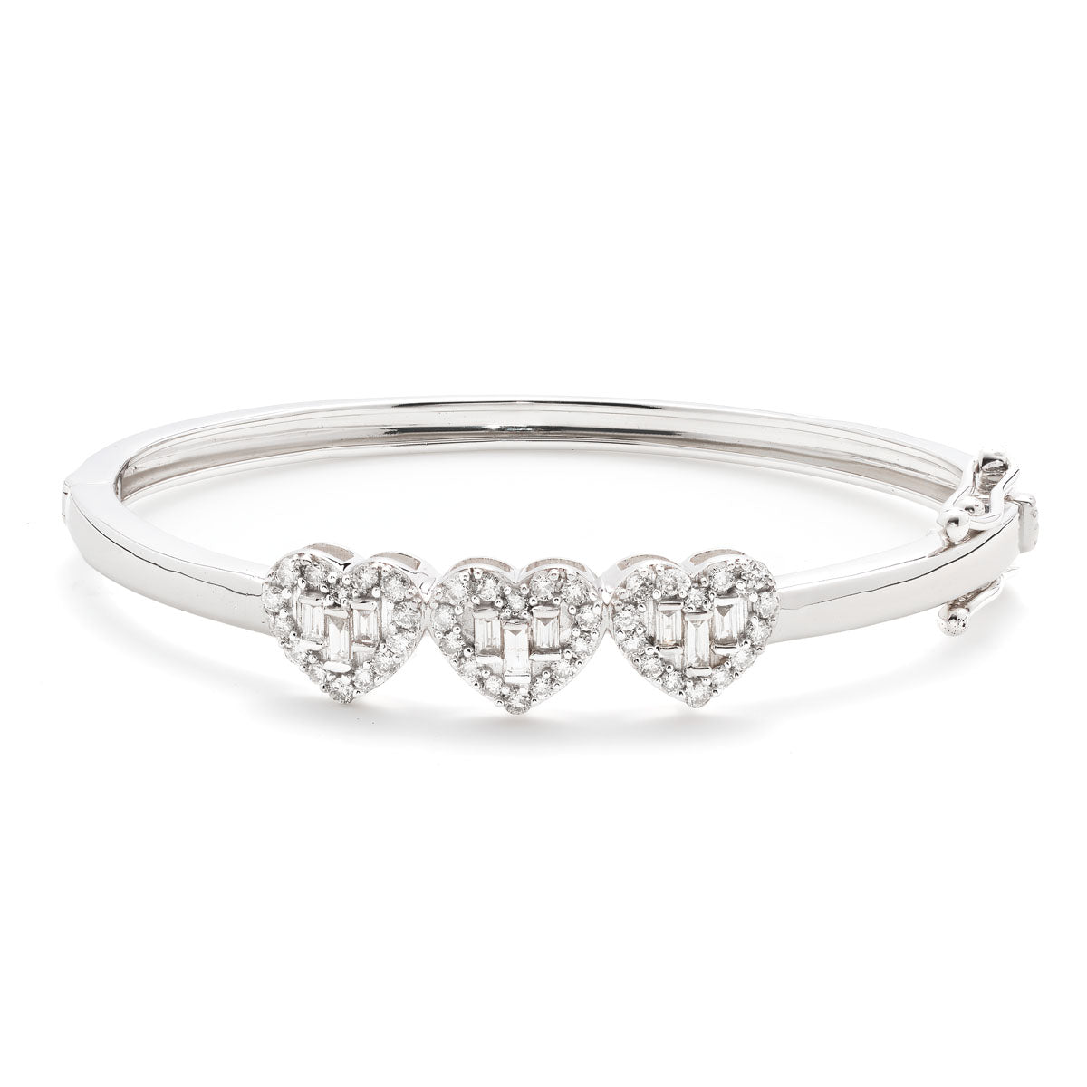 Heart Diamond Baguette Bracelet for Women - Elegant Baby Bangle for Everyday Wear & Special Occasions