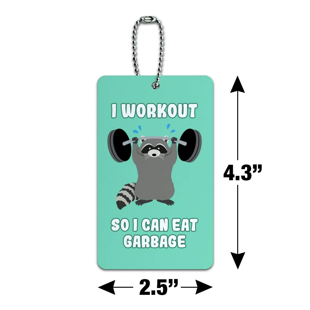 Funny Workout & Food Lover Raccoon Luggage ID Tag - Perfect for Gym Bags, Travel Suitcases & Backpacks