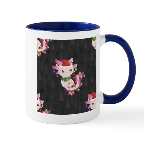 White/Navy Inside - Xmas Santa Claus Axolotl Mugs