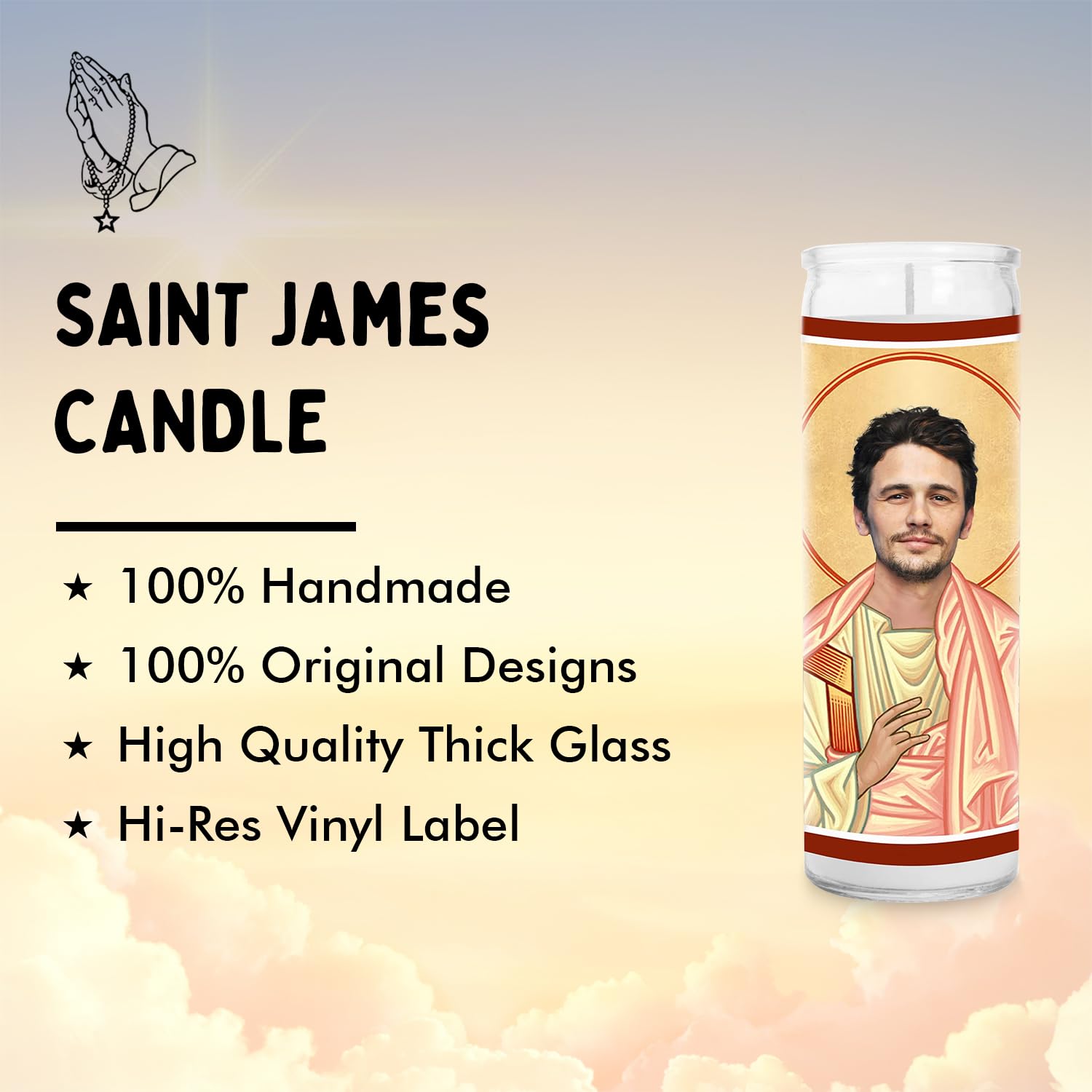 James Celebrity Candle - Saint Edward Glass Votive Candle | Handmade in USA | Perfect Gift for James Fans & Movie Lovers | Home Decor, Meditation & Romantic Ambiance