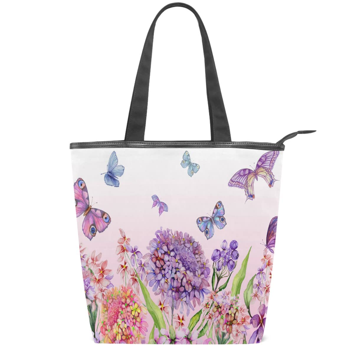 Eco-Friendly Canvas Tote Bag with Butterfly Print - Stylish Women's Shoulder Bag for Shopping, Beach & Daily Use | Fashionable Handbag Purse for Work & Travel