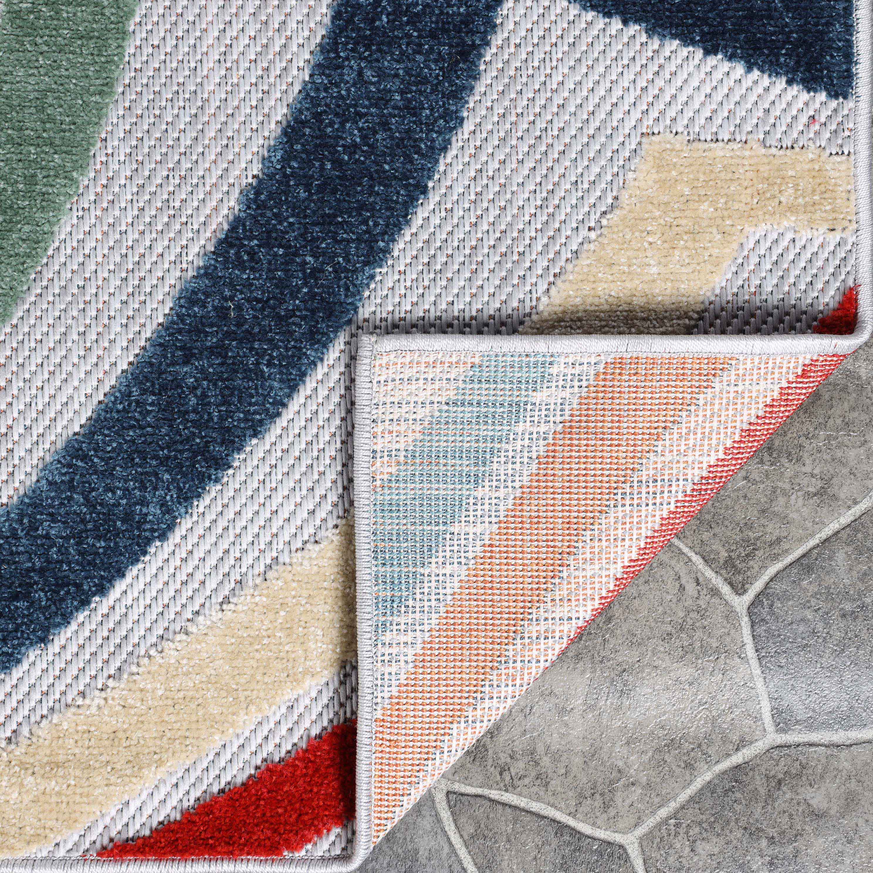 Wave Coastal Striped Indoor Outdoor Area Rug - Soft Non-Slip Decorative Carpet for Living Room, Bedroom, Patio & Beach House Decor