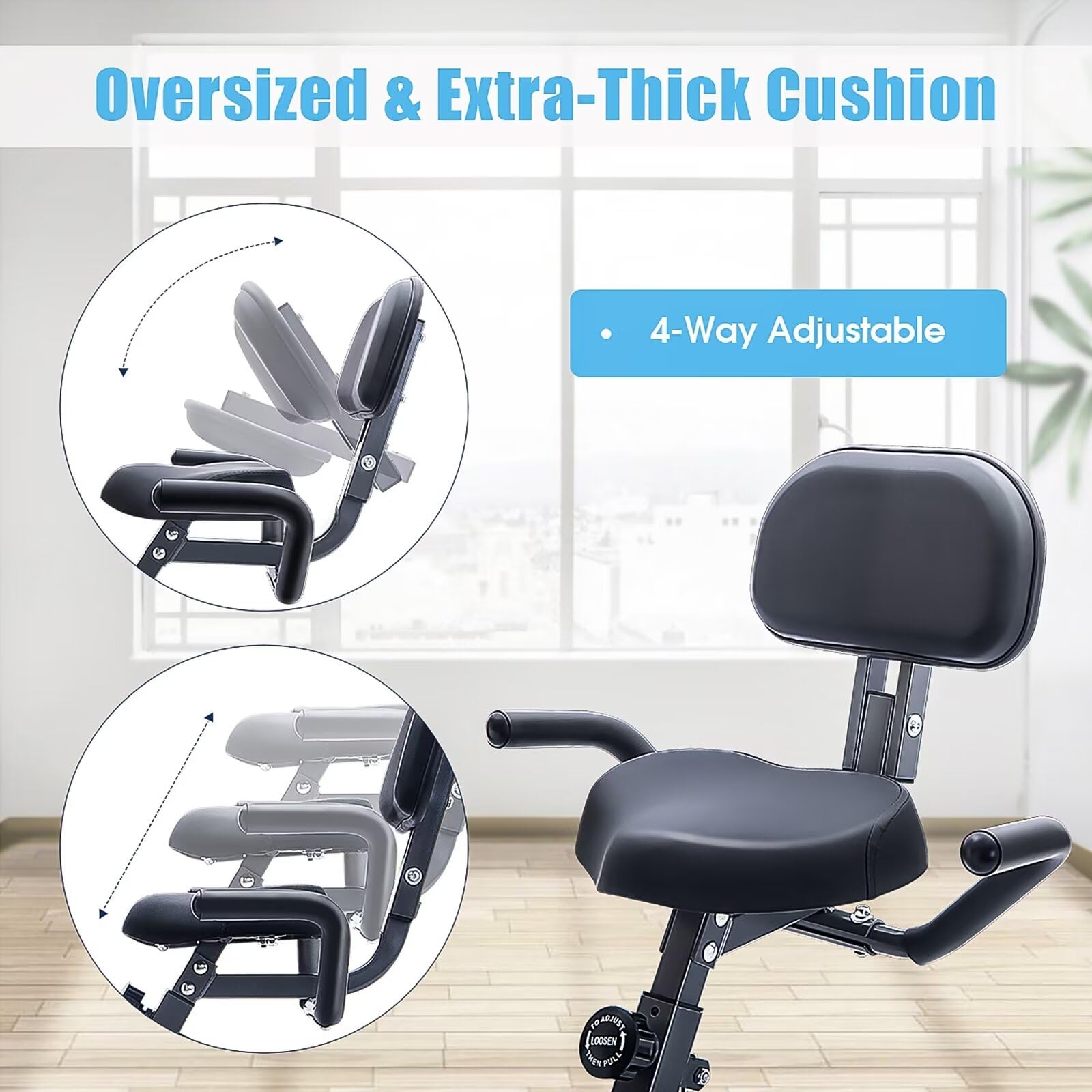 Merax Foldable Exercise Bike - 3-in-1 Magnetic Stationary Bike with 16-Level Resistance, 300LB Capacity for Home Workout | Indoor Cycling Fitness Equipment for Cardio, Weight Loss & Muscle Training