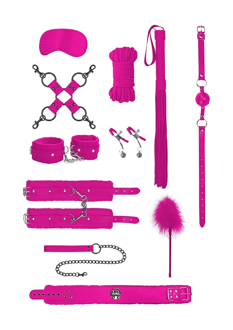 11-Piece Pink Intermediate Bondage Kit with Restraints & Accessories - OU372PNK for Couples, BDSM & Sensual Play
