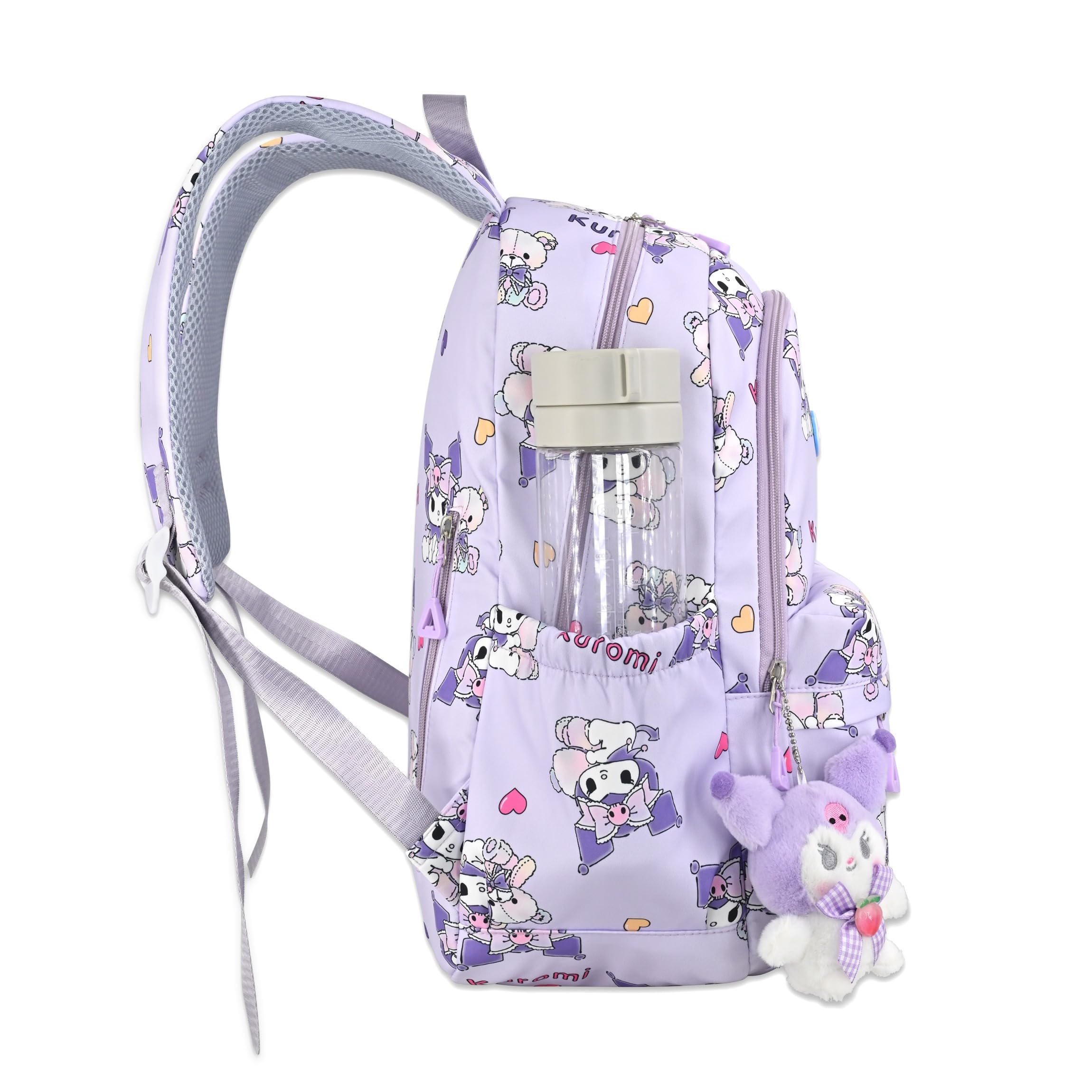 Kuromi Cartoon Print Casual Backpack - Purple Laptop Backpack for School, Travel, Hiking & Bike Riding with Cute Pendants | Lightweight Daypack for Women & Teens | Anime Themed Rucksack