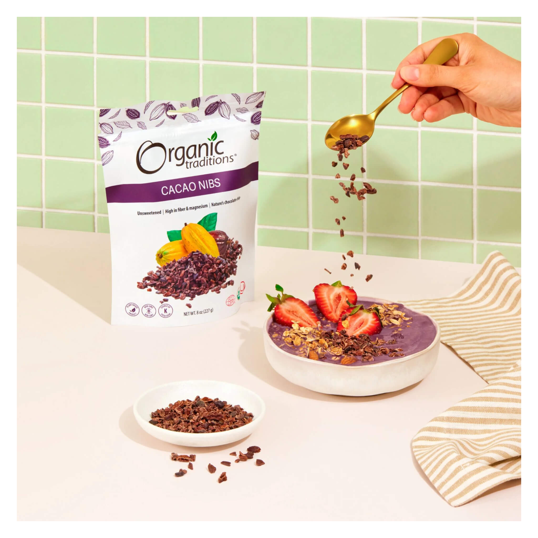 Organic Raw Cacao Nibs - Premium Superfood for Baking, Smoothies & Healthy Snacks - Vegan, Gluten-Free & Non-GMO - Perfect for Desserts, Granola & Energy Bars
