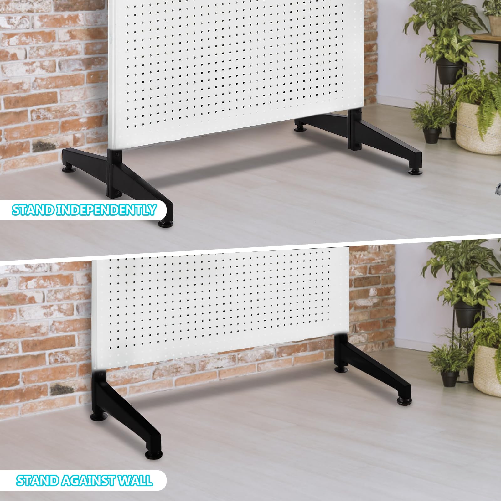 3'x6' Metal Pegboard Display Stand with T-Base & Wheels - Includes 20 Hooks - White - Perfect for Retail Stores, Trade Shows & Workshop Organization