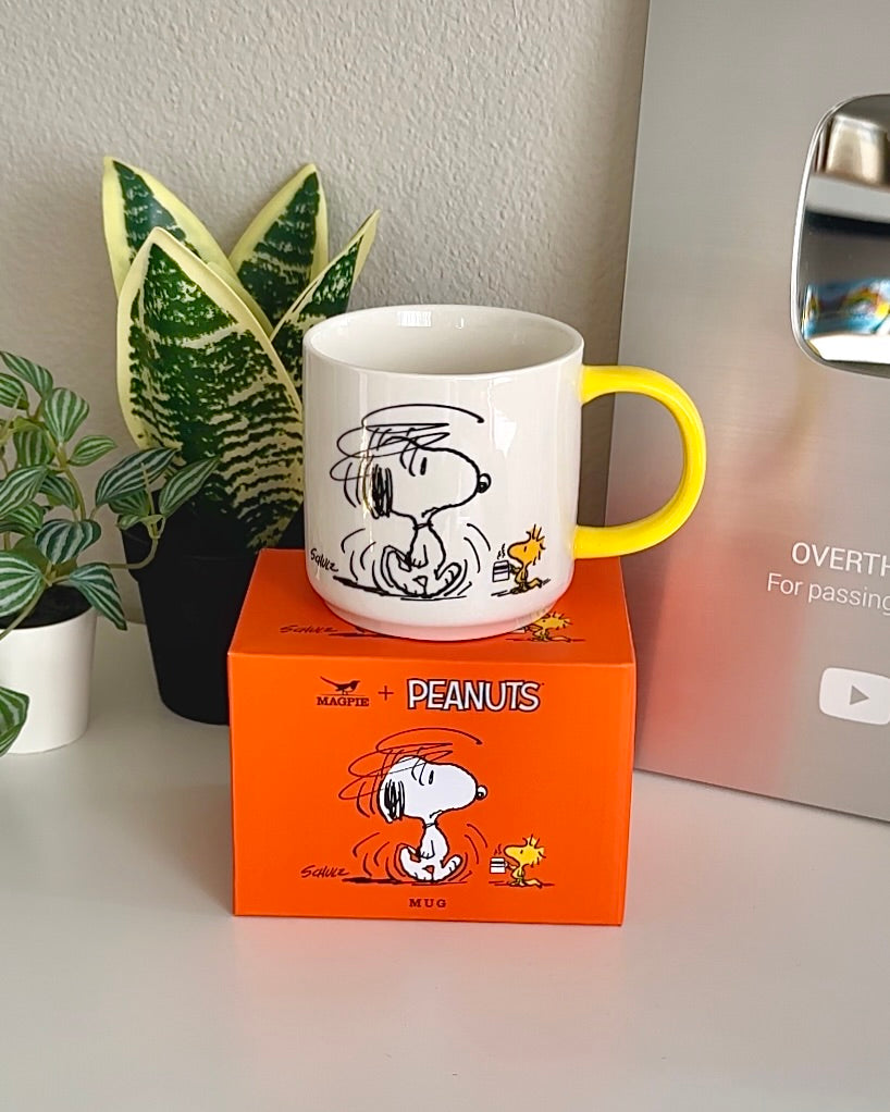 Official Peanuts Snoopy 'Not Worth a Thing Before Coffee' Ceramic Mug - 15oz Funny Coffee Cup for Sleepy Mornings, Office Desk & Home Use - Perfect Gift for Coffee Lovers & Peanuts Fans