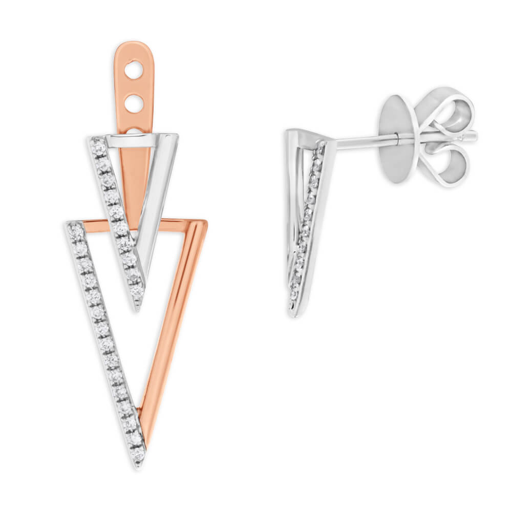 9ct Rose Gold Diamond Drop Earrings - 0.2 Carat Dangling Stud Earrings for Women | Perfect for Weddings, Parties & Special Occasions