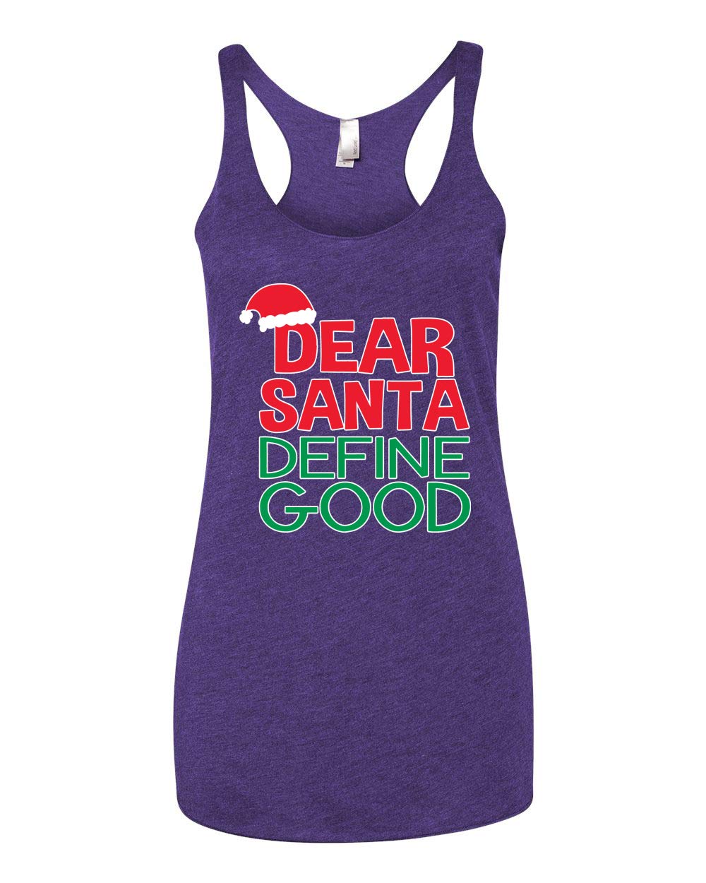 Dear Santa Define Good Christmas Tri-Blend Racerback Tank Top - Soft Comfortable Women's Holiday T-Shirt for Christmas Party, Family Gathering & Festive Outfits