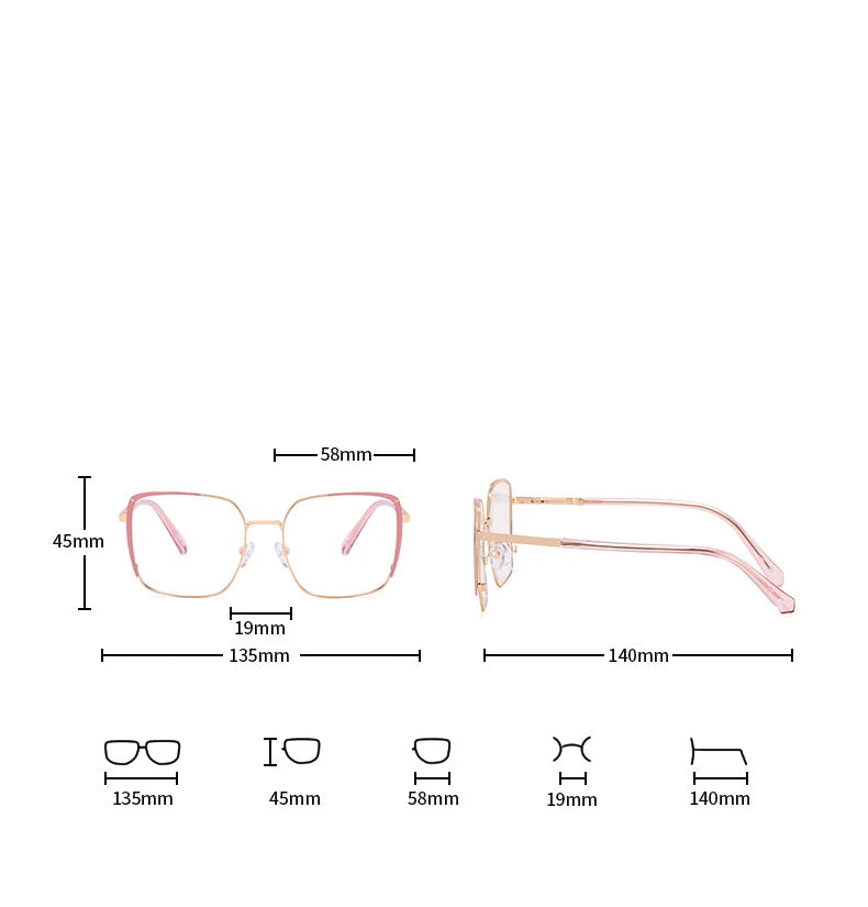 CCspace Women's Full Rim Oversize Square Alloy Eyeglasses Frame 57184 - Stylish Reading Glasses for Work, Office & Everyday Fashion Accessory
