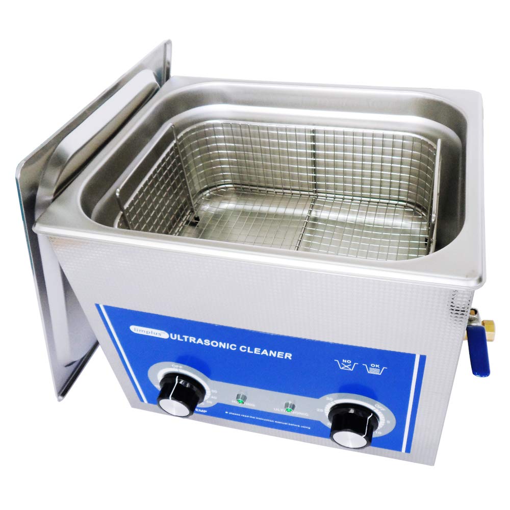 Limplus LS-10 10L 240W Professional Ultrasonic Cleaner with Basket & Lid - 40kHz Heated Timer - Perfect for Denture Cleaning, Dental Tools, Surgical Instruments, Jewelry, Fuel Injectors & Oil Removal - Commercial & Home Use