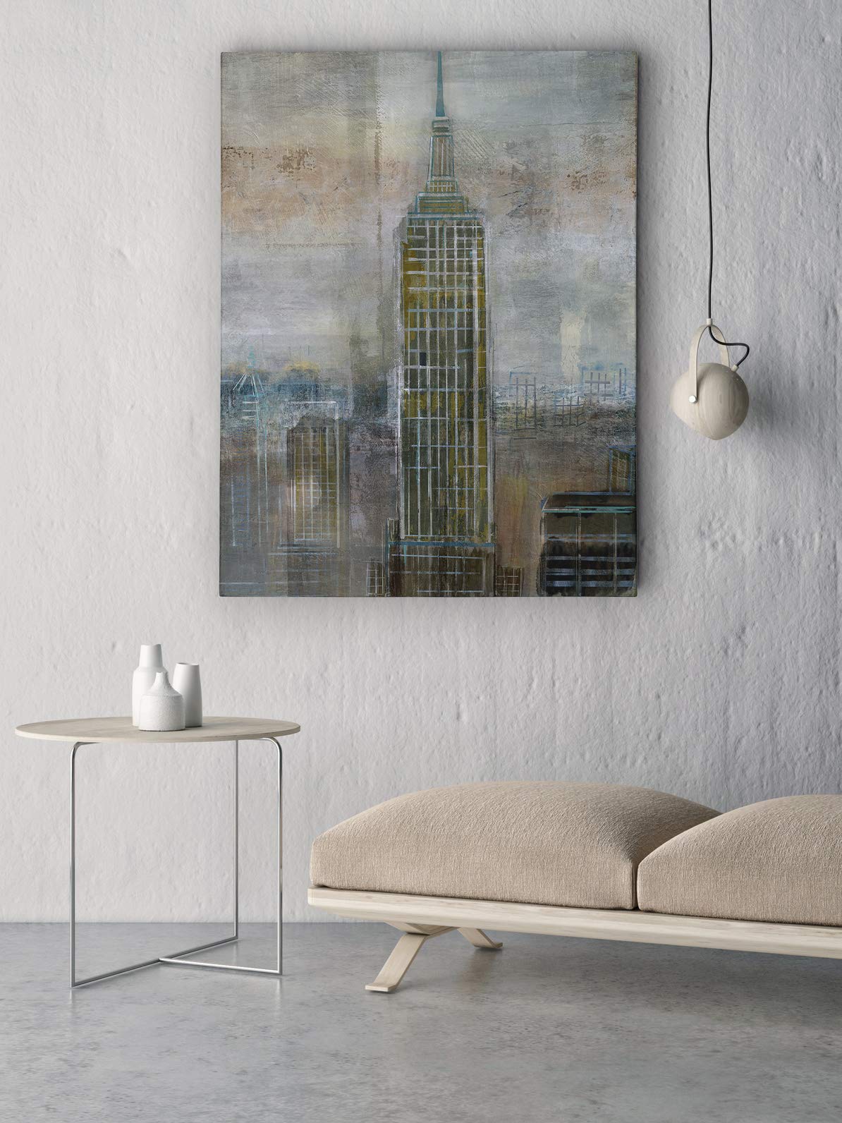 Empire City Gallery Wrapped Canvas Wall Art - New York Skyline Painting for Living Room & Office Decor - Modern Cityscape Home Wall Decor