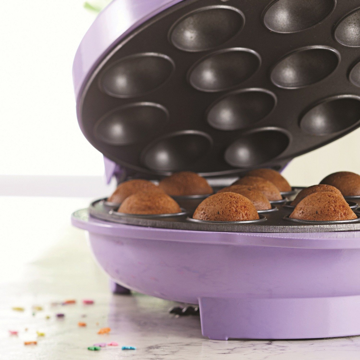Brentwood Appliances TS-254 Electric Cake Pop Maker Machine - 12 Cake Pops at Once, Purple - Perfect for Birthday Parties, Baby Showers & Holiday Baking