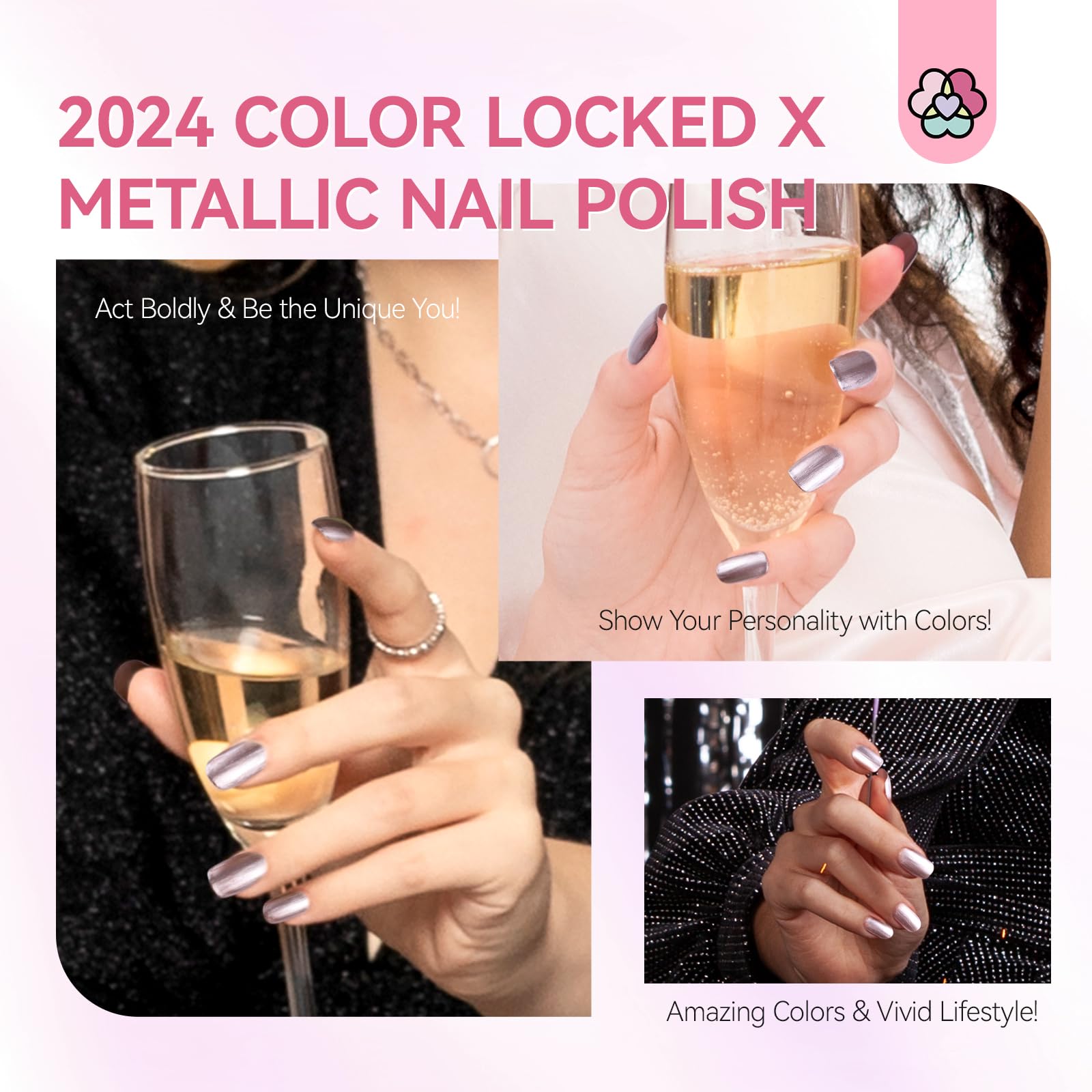 SAVILAND Metallic Rose Gold Nail Polish - 0.34 oz Quick Dry Chrome Nail Lacquer with Castor Oil, Chip Resistant & Easy Removal | DIY Nail Art for Toes & Fingers | Perfect for Home Manicures, Parties & Special Occasions
