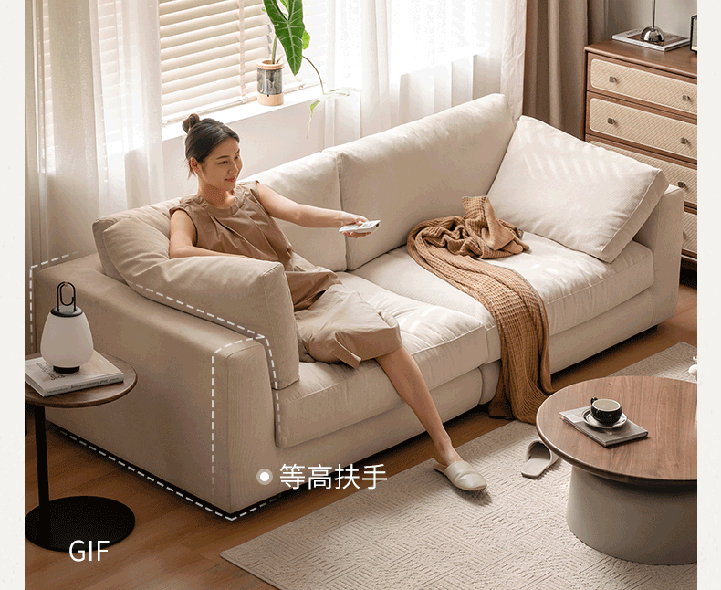 Modern Fabric Sofa - Straight Design in White & Cream | Perfect for Living Room, Lounge, or Office Comfort
