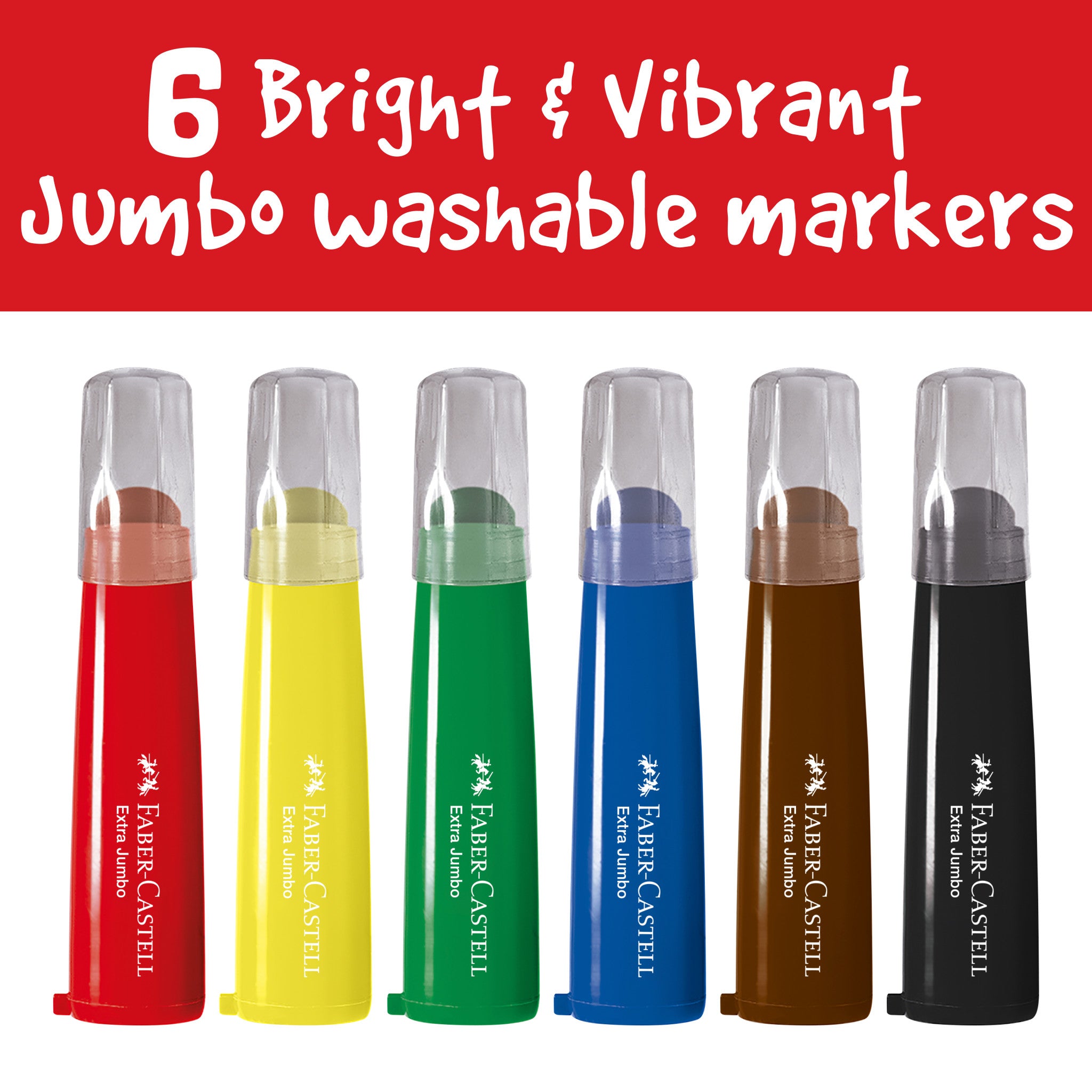 Little Creatives 6 Extra Jumbo Ultra Washable Markers - Non-Toxic Vibrant Colors for Kids Art Projects, Classroom & Home Crafting #354503