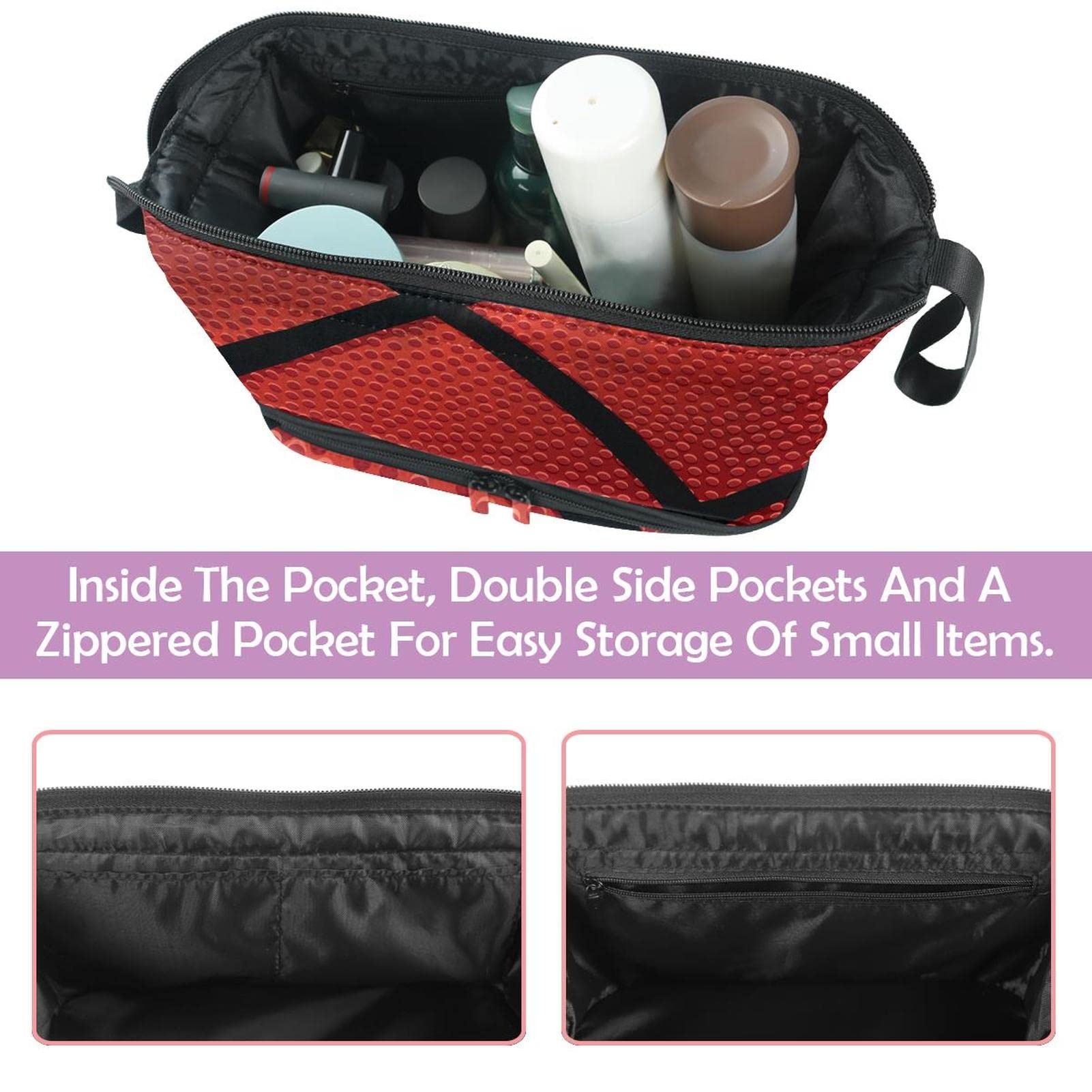 Waterproof Hanging Travel Toiletry Bag for Women & Men - Basketball Texture Cosmetic Organizer with Multiple Pockets | Perfect for Gym, Camping & Business Trips