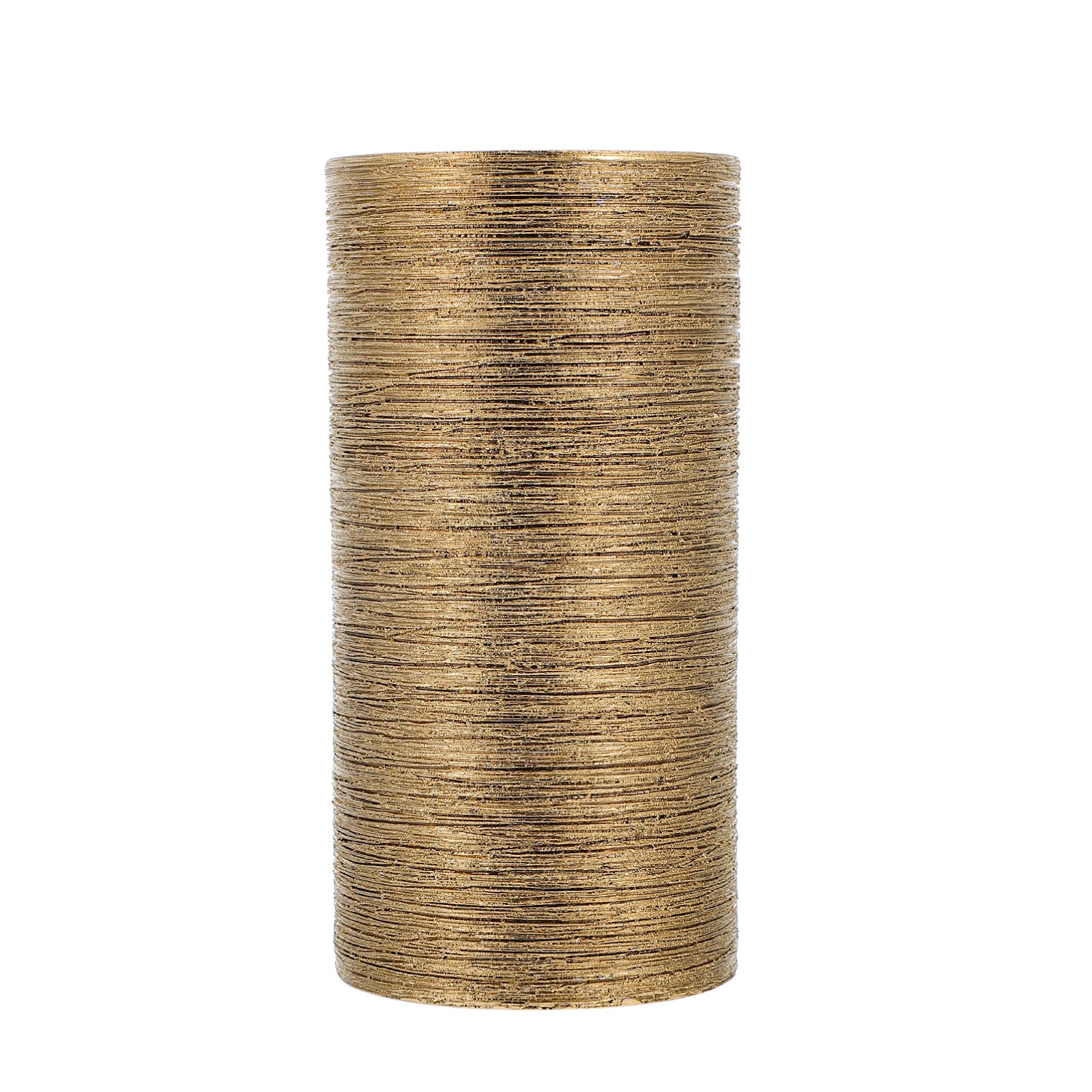 YARNOW Small Ceramic Flower Vase - 10X10X21cm Gold Metallic Cylinder Bud Vase for Home Decor, Wedding Centerpieces, Bouquets & Bonsai Plants | Elegant Tabletop Decor for Living Room, Dining Table & Office Desk
