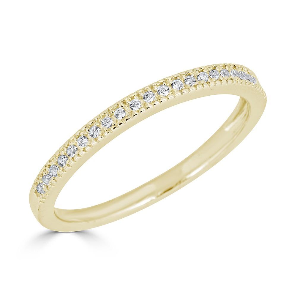 14K Gold 0.10 CTW Diamond Beaded Stackable Ring for Women - Elegant Wedding Band, Anniversary Gift, Everyday Jewelry & Special Occasions