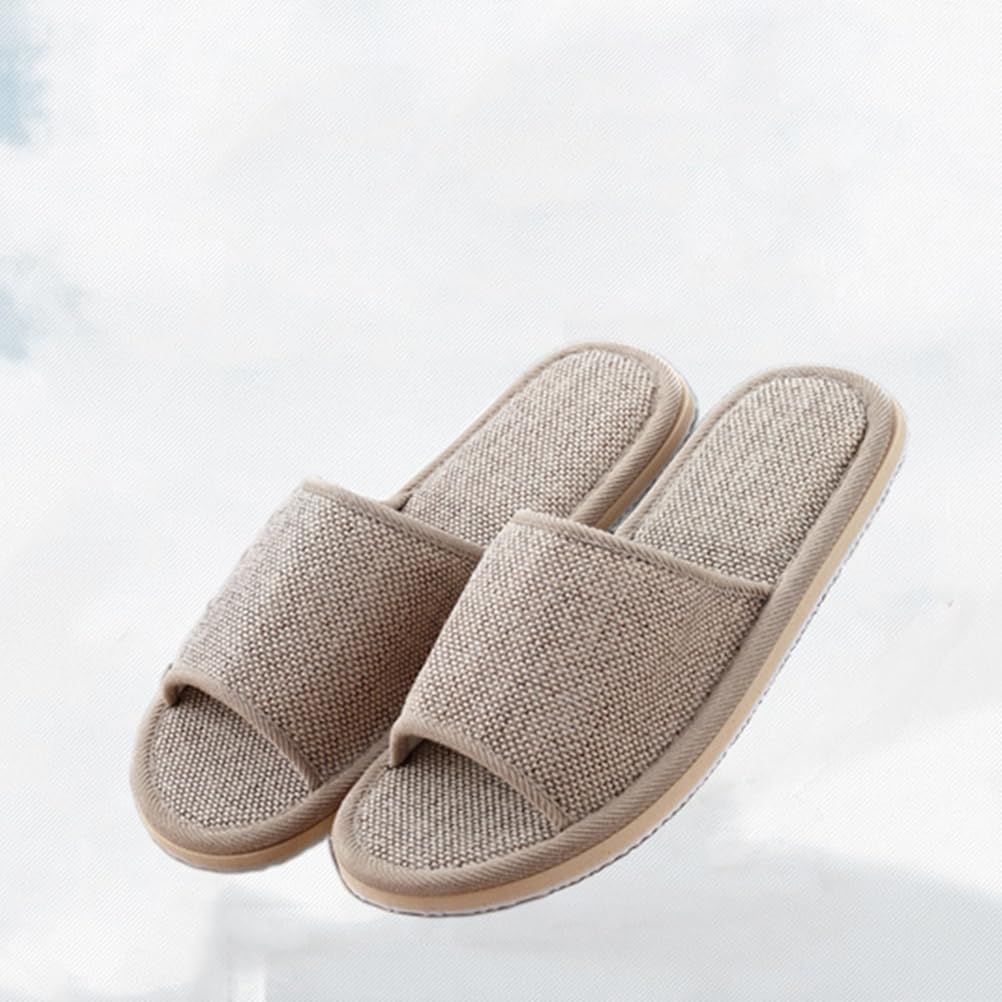 Ciieeo Cotton Linen Slippers for Men & Women - 2 Pairs Breathable Open Toe House Shoes (26cm) - Soft Home & Hotel Slippers for Indoor Comfort, Spa Relaxation and Guest Use