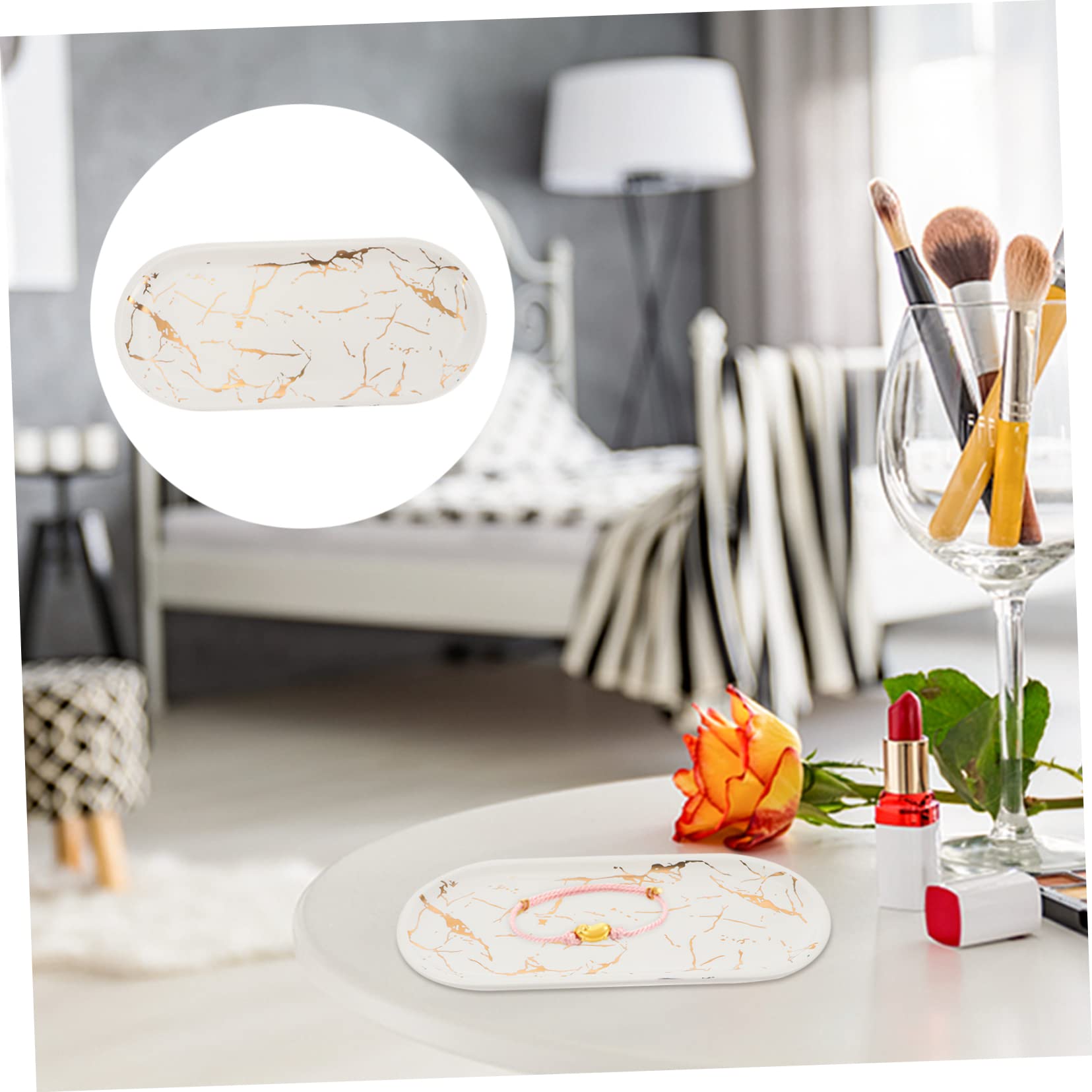 Marble Ceramic Plate for Jewelry & Sushi - Home & Restaurant Use