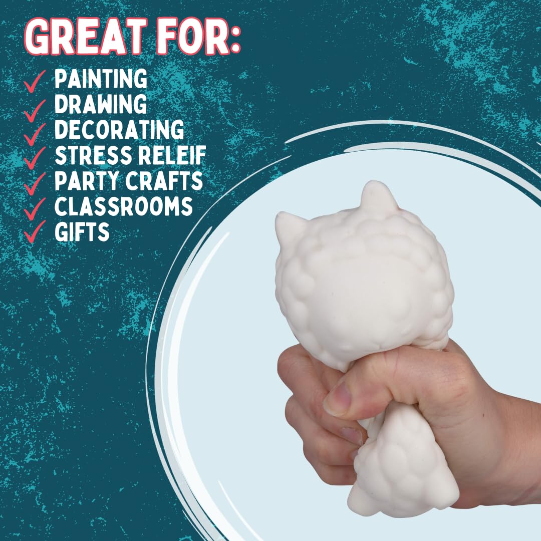 DIY Party Craft Kit - Jumbo Ocean Pals Squishies (8 Unique Sea Animals) - White Kawaii Scented Slow Rising Squishy Toys with Paint for Stress Relief - Perfect for Kids Classroom Activities, Birthday Gifts & Sensory Play (4