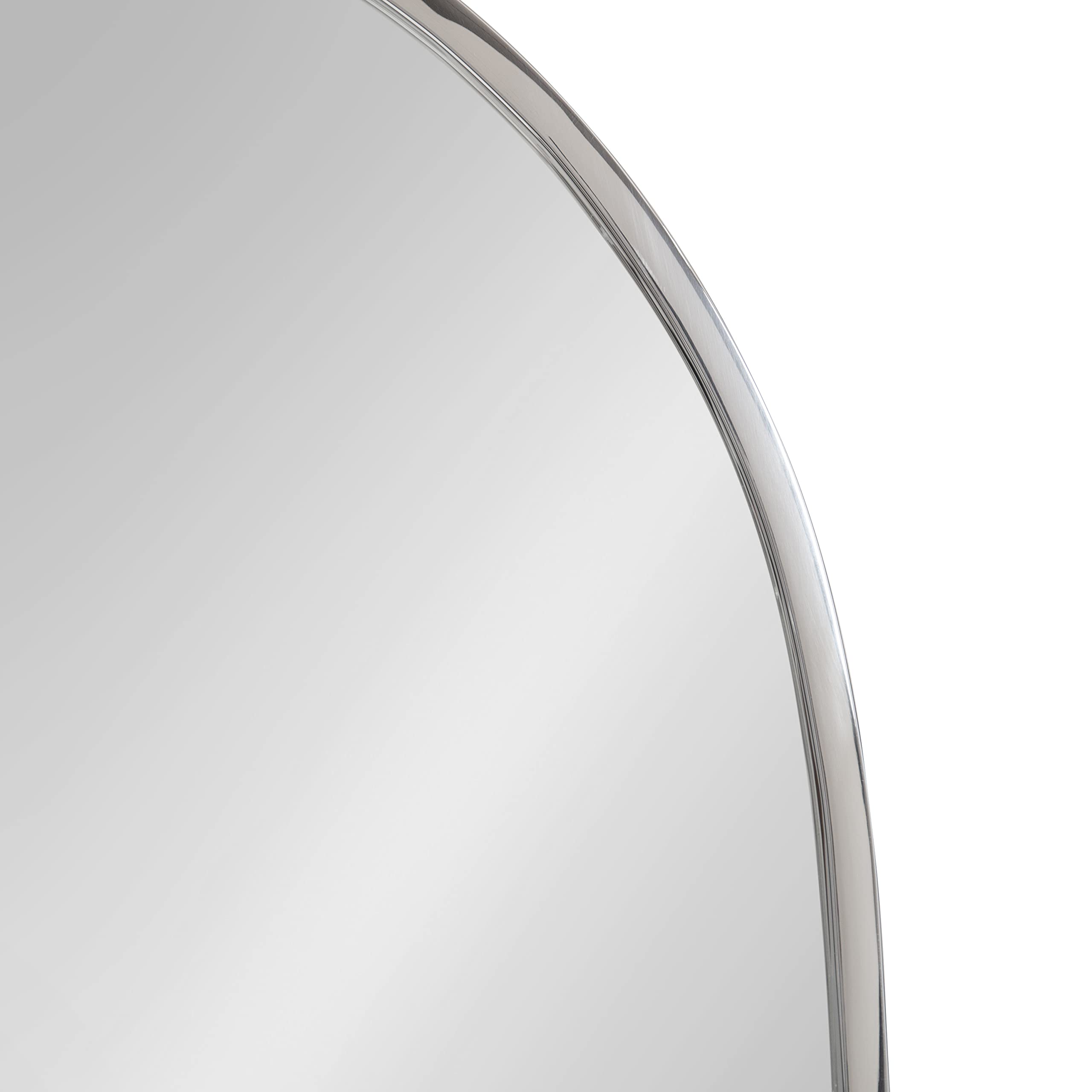 Kate & Laurel Rowla Modern Arched Wall Mirror - 24x32 Inches Silver Glam Mirror with Polished Stainless Steel Finish - Elegant Home Decor for Living Room, Bedroom & Entryway