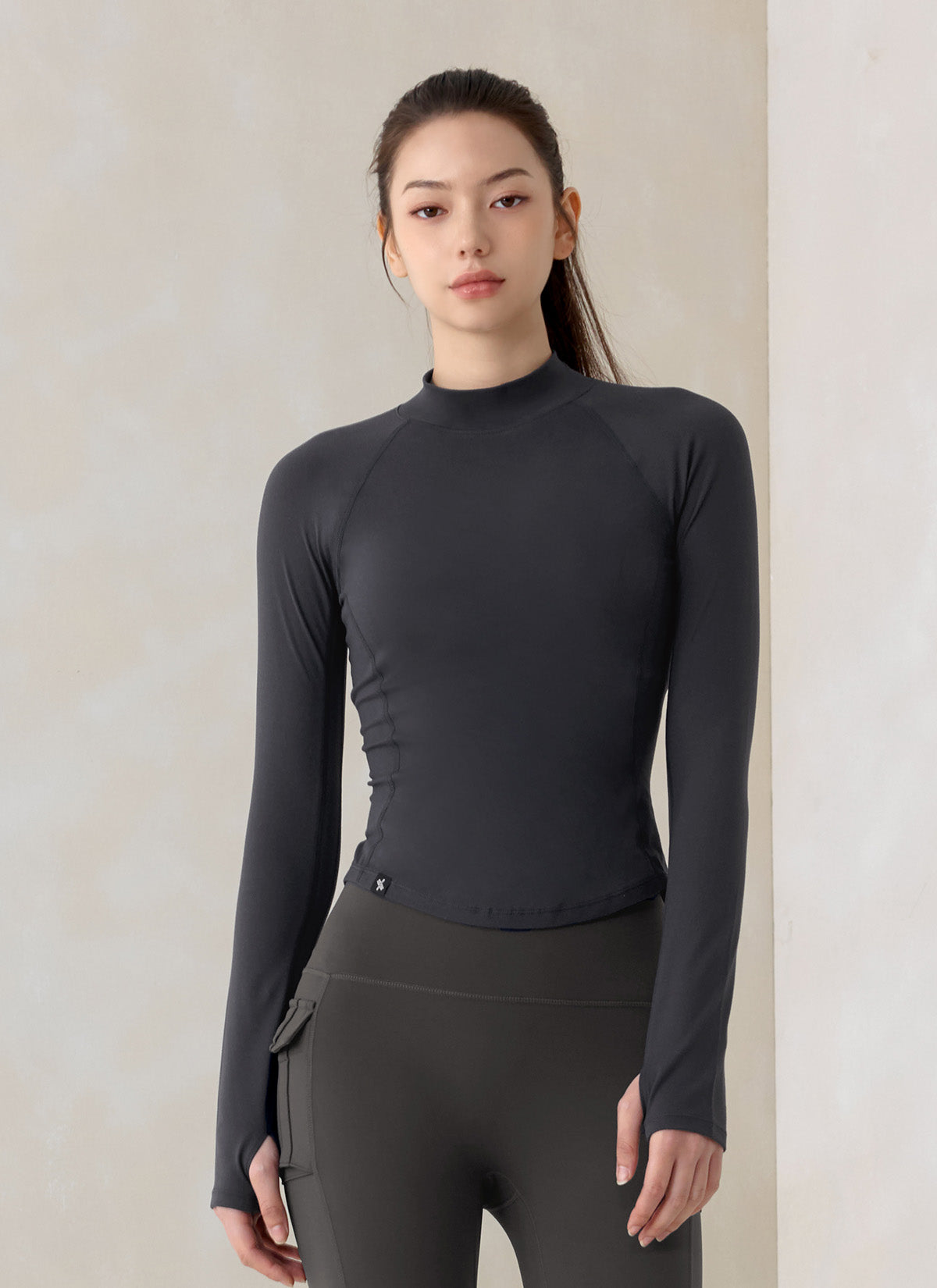 Stylish Peach Mock Neck Long Sleeve Top for Women - Perfect for Office Wear, Casual Outings & Fall Layering